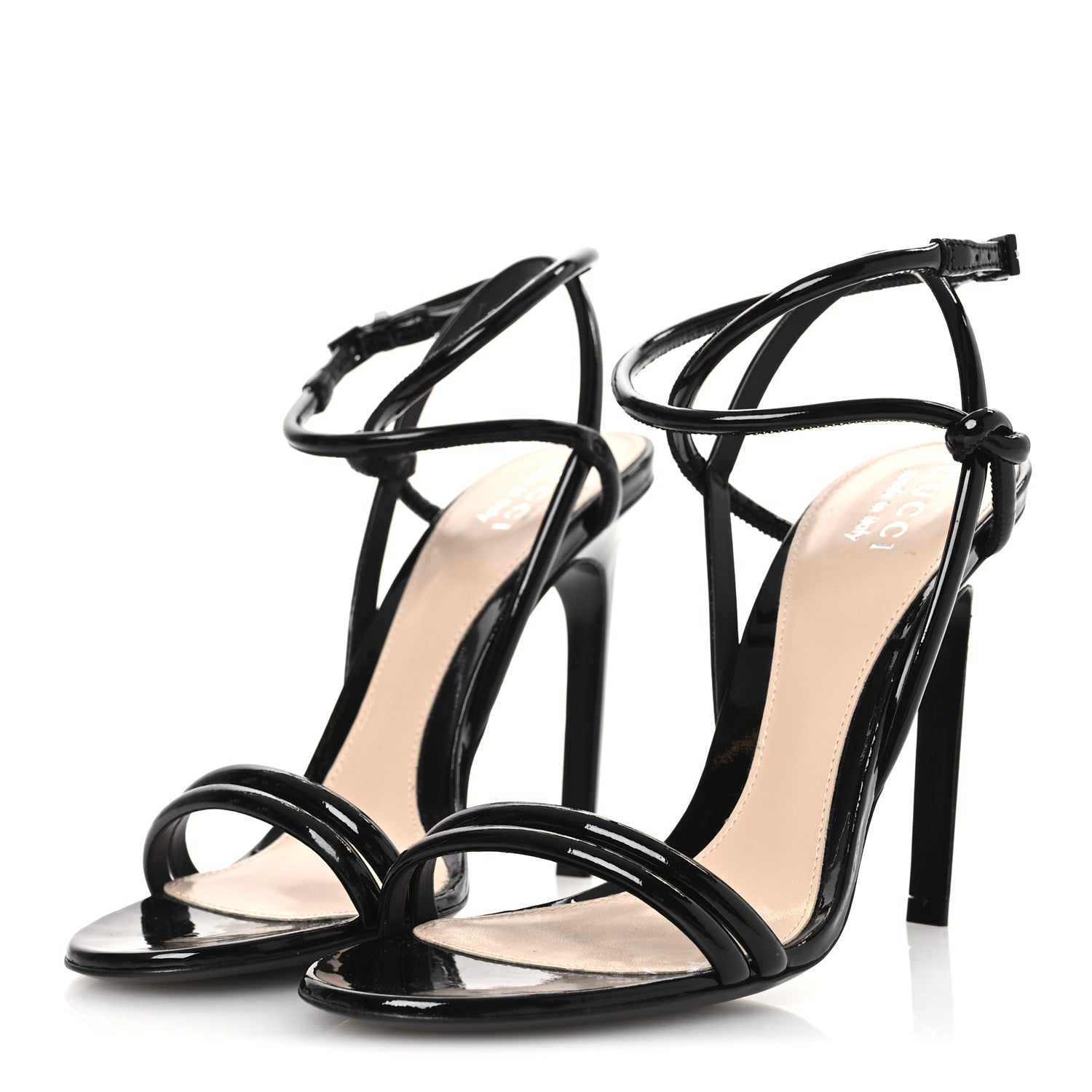 Patent Lambskin Walma 105 Sandals 36.5 Black