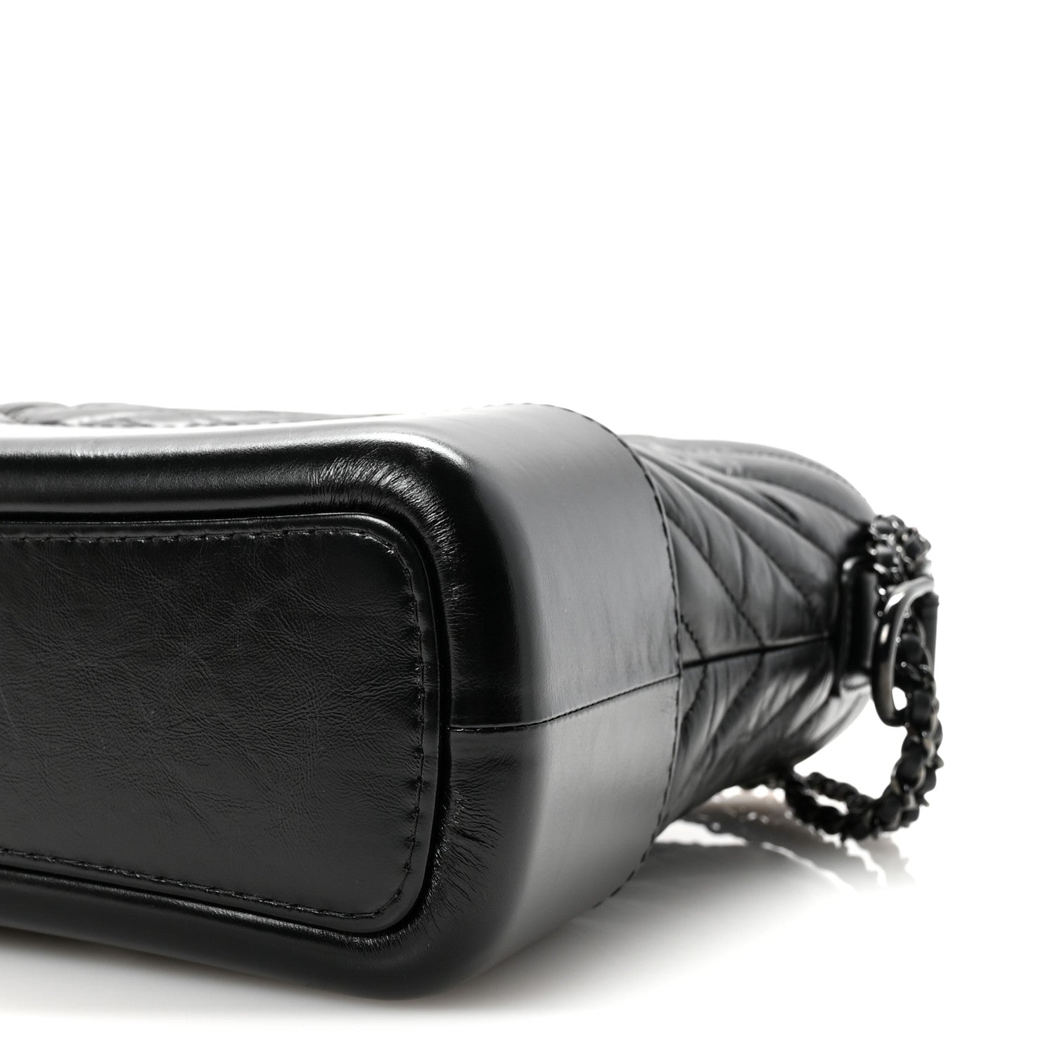Aged Calfskin Chevron Quilted Medium Gabrielle Hobo So Black