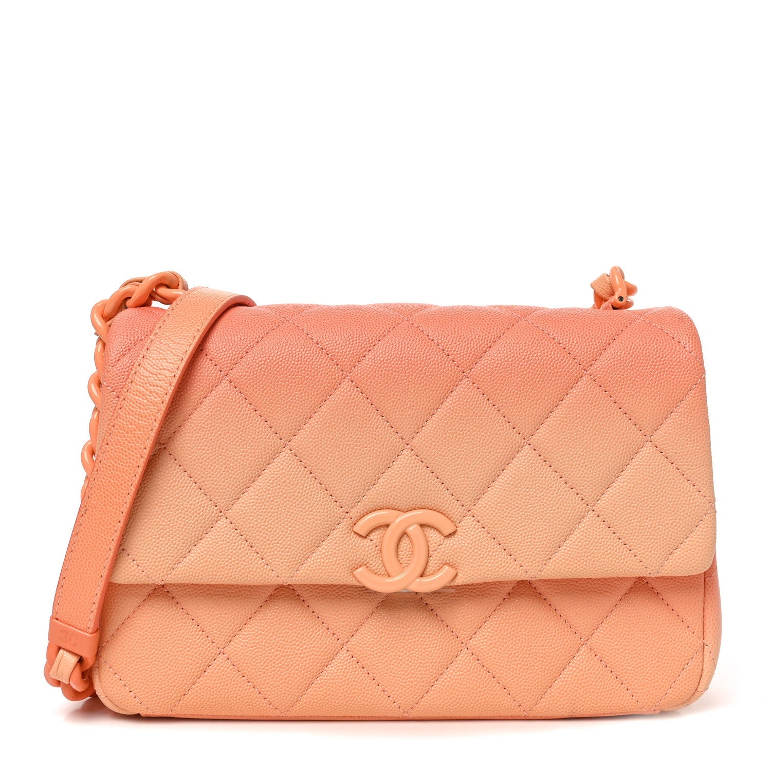 Shaded Caviar Quilted My Everything Small Flap Orange Light Orange