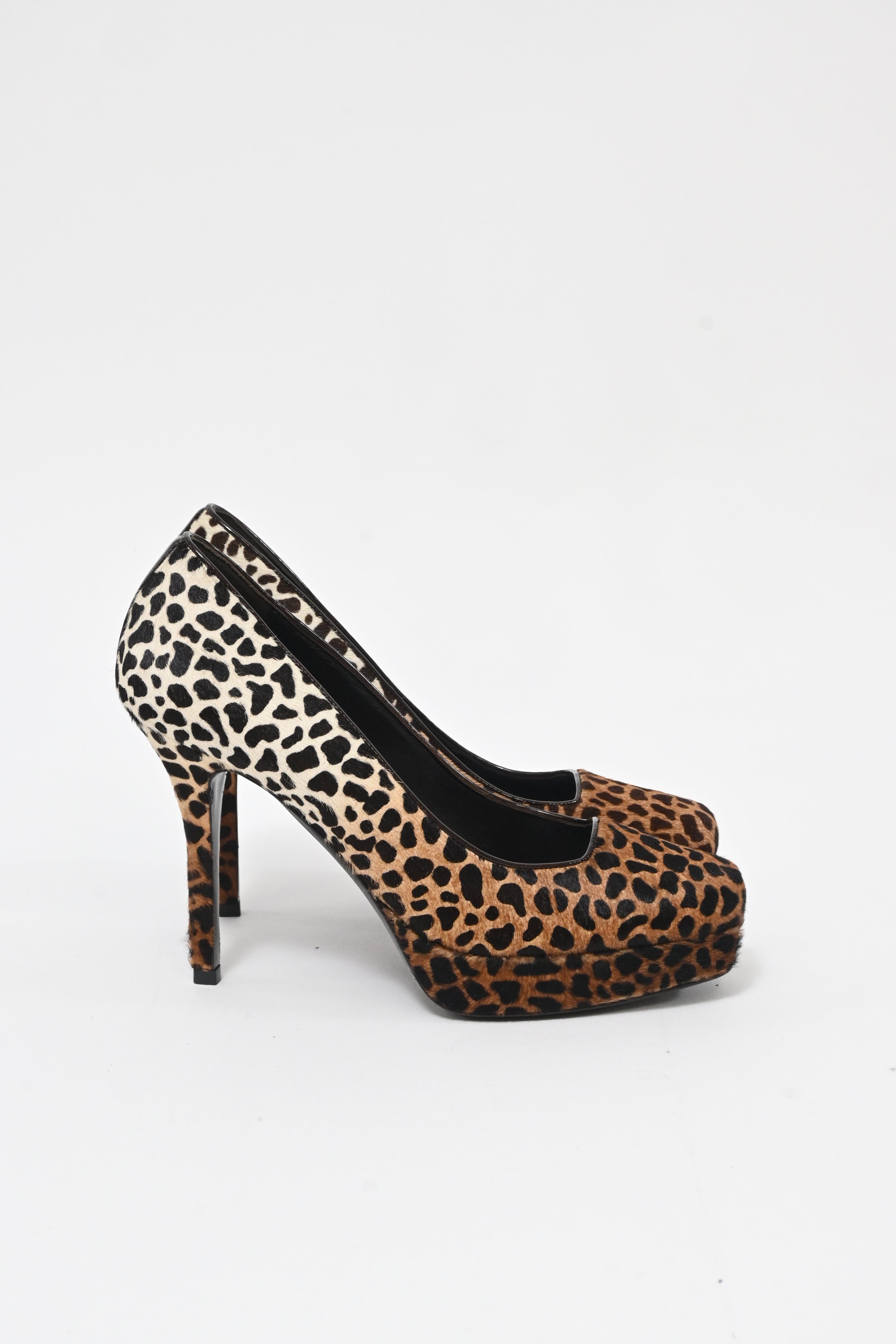 Women's Gucci Square Toe Pumps in Animal Print Ponyhair