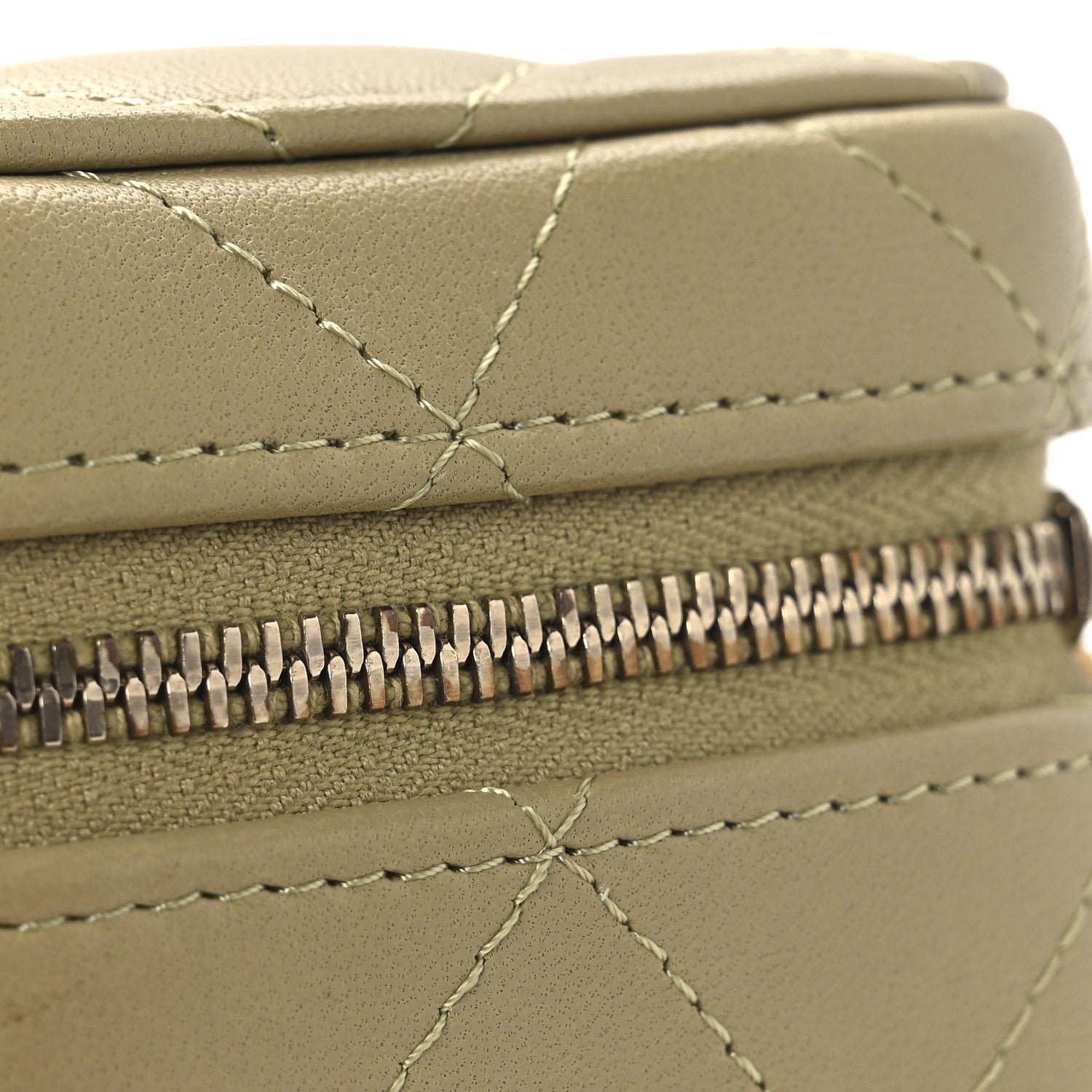 Lambskin Quilted Chain Top Handle Mini Vanity Case Light Green