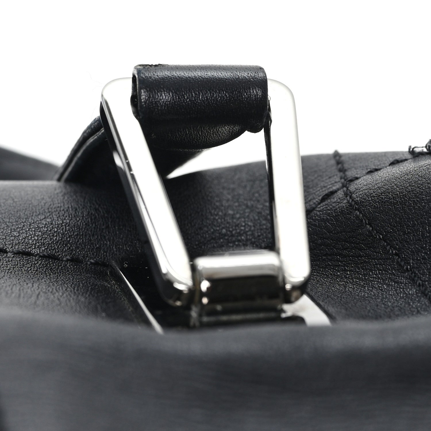 Lambskin Square Stitched Large Tote  Black