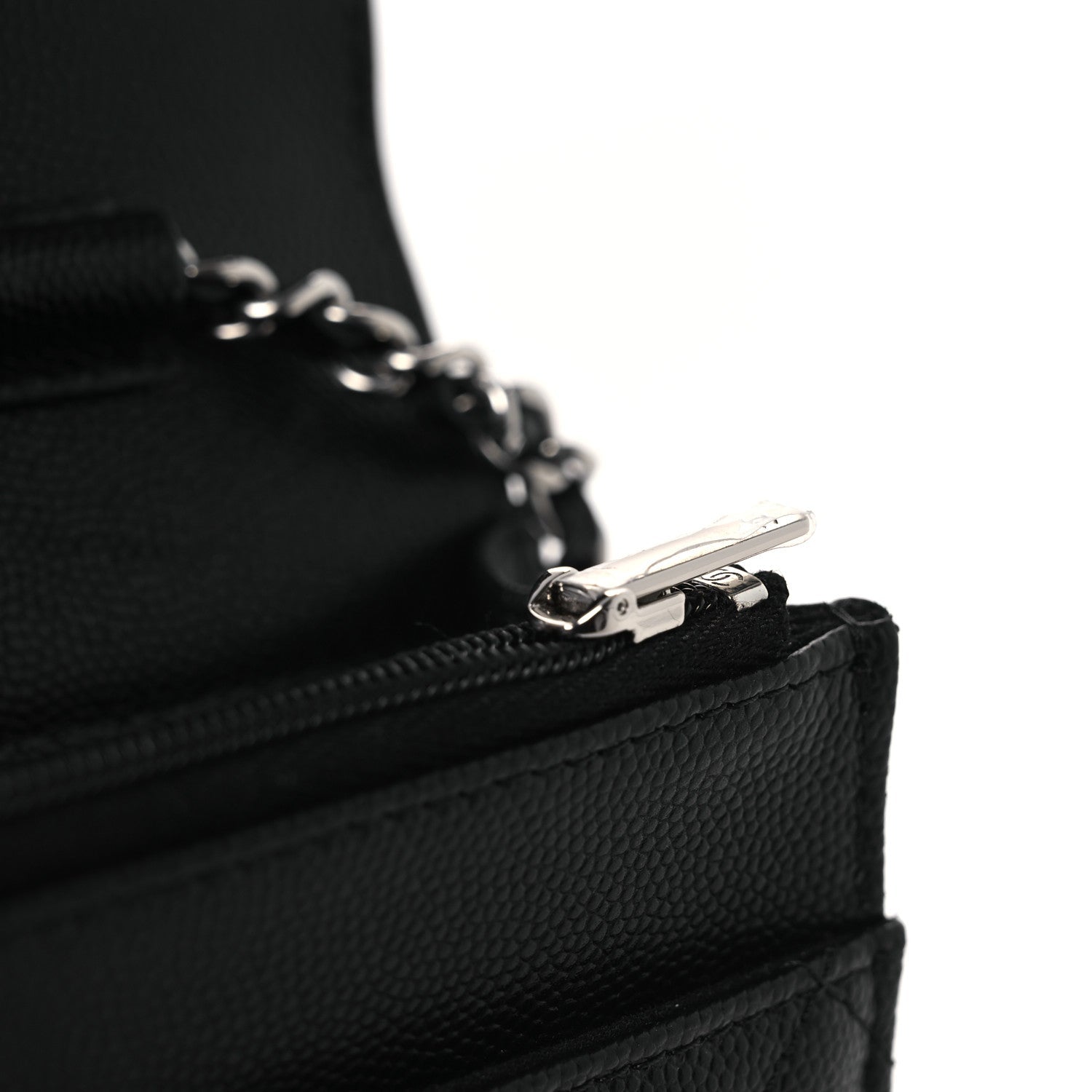 Caviar Quilted Crystal Star Wallet On Chain Black