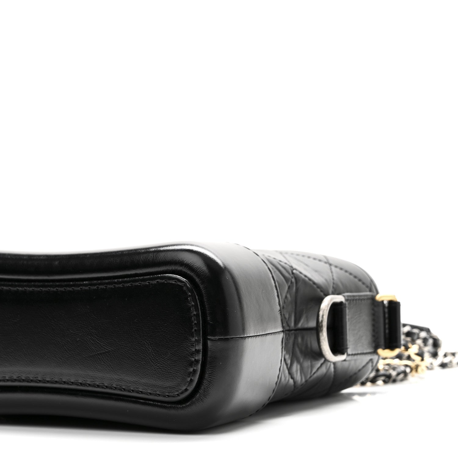 Aged Calfskin Quilted Small Gabrielle Hobo Black
