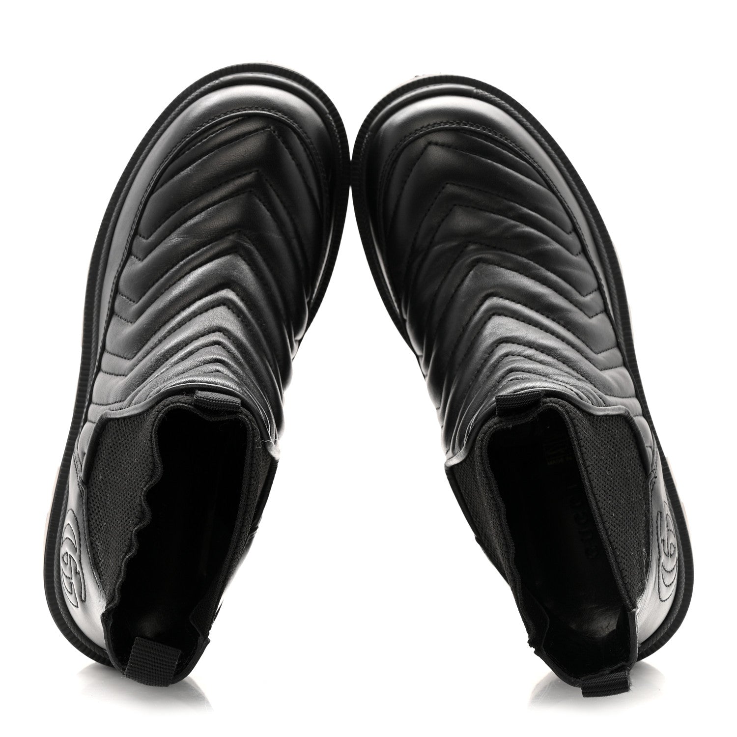 Calfskin Nappa Matelasse Frances Chelsea Boots 35.5 Black