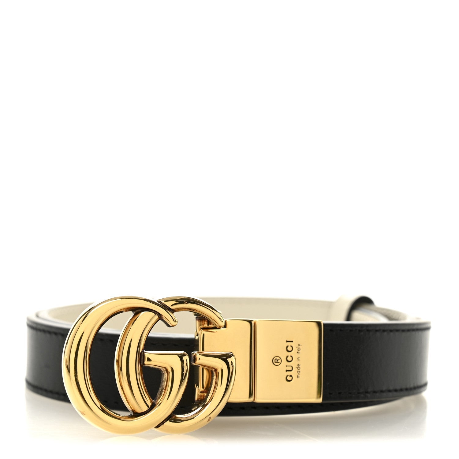 Plutone Calfskin Double G Reversible 20mm Belt 70 28 Black White