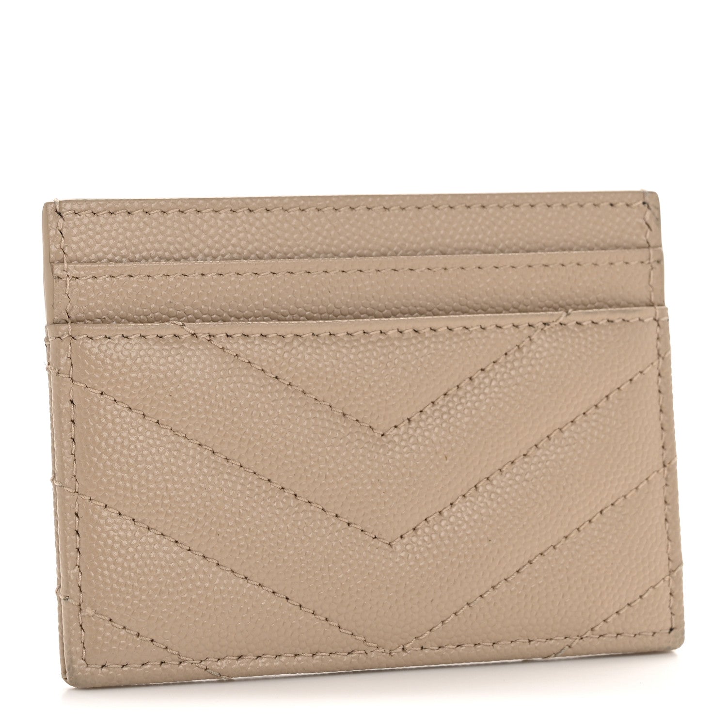 Grain De Poudre Matelasse Chevron Monogram Credit Card Case Dark Beige