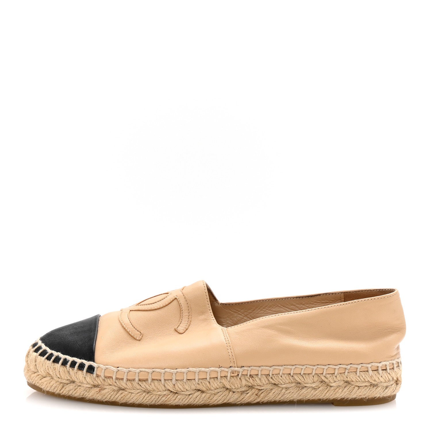 Lambskin CC Espadrilles 37 Beige Black