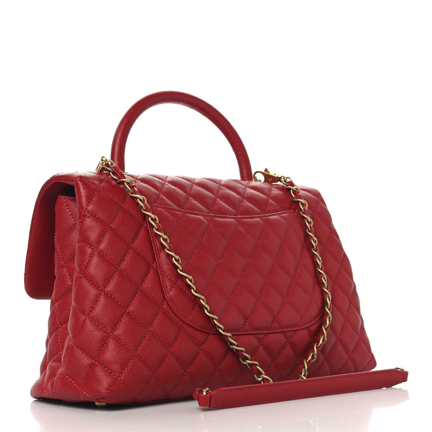 Caviar Quilted Medium Coco Handle Flap Red