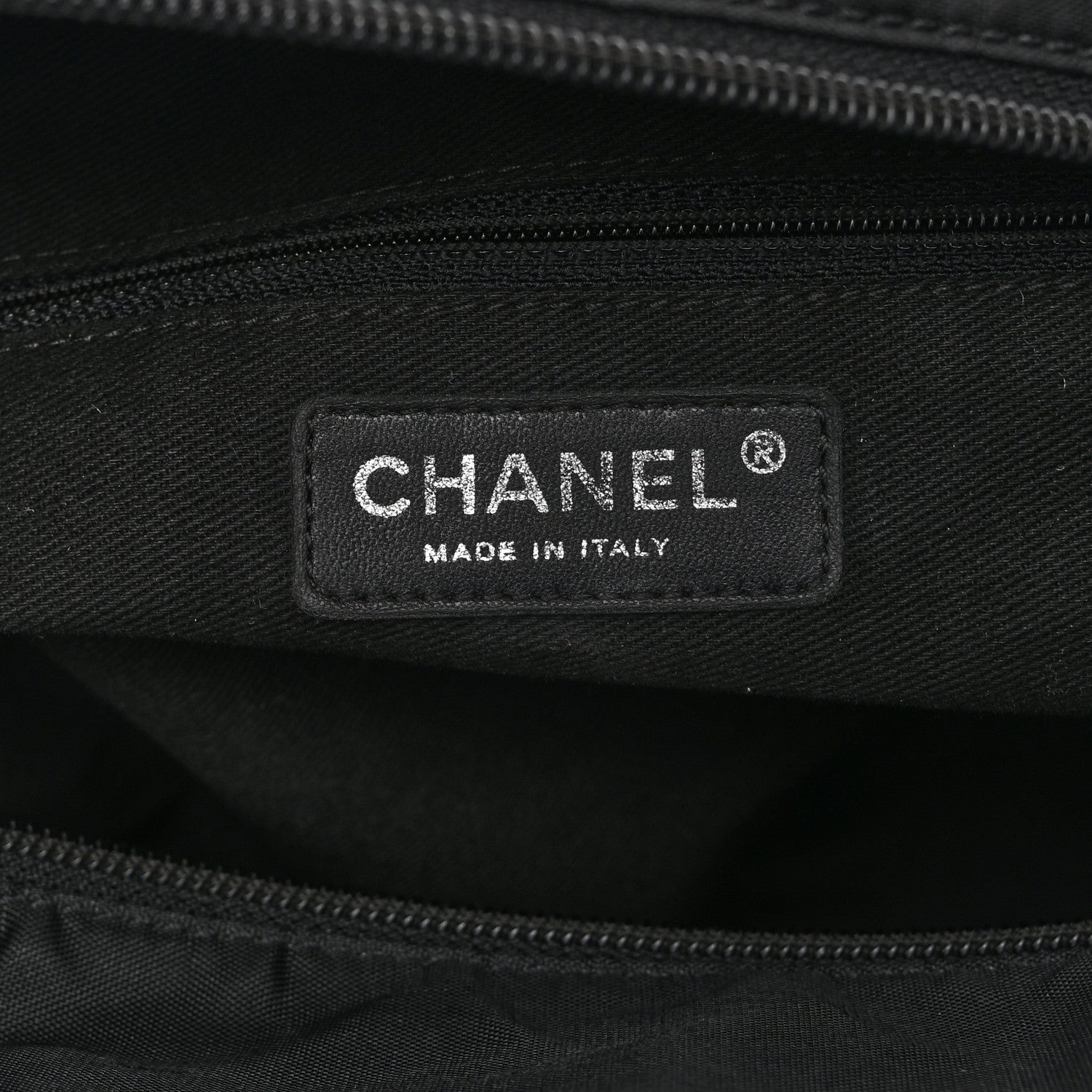 Nylon Calfskin Quilted CC Paris New York Tote Bag Black