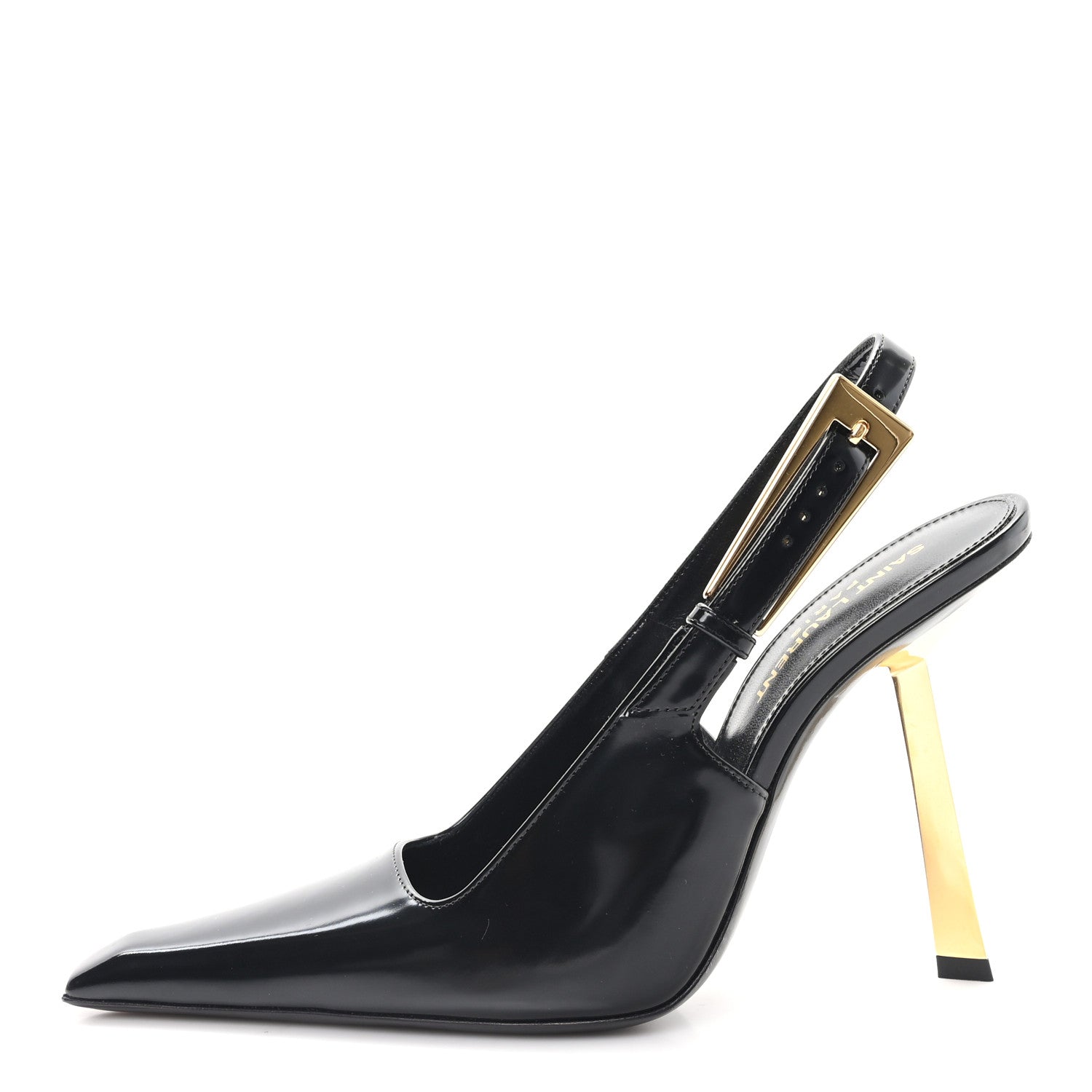 Glazed Calfskin Lee 110 Slingback Pumps 36.5 Black