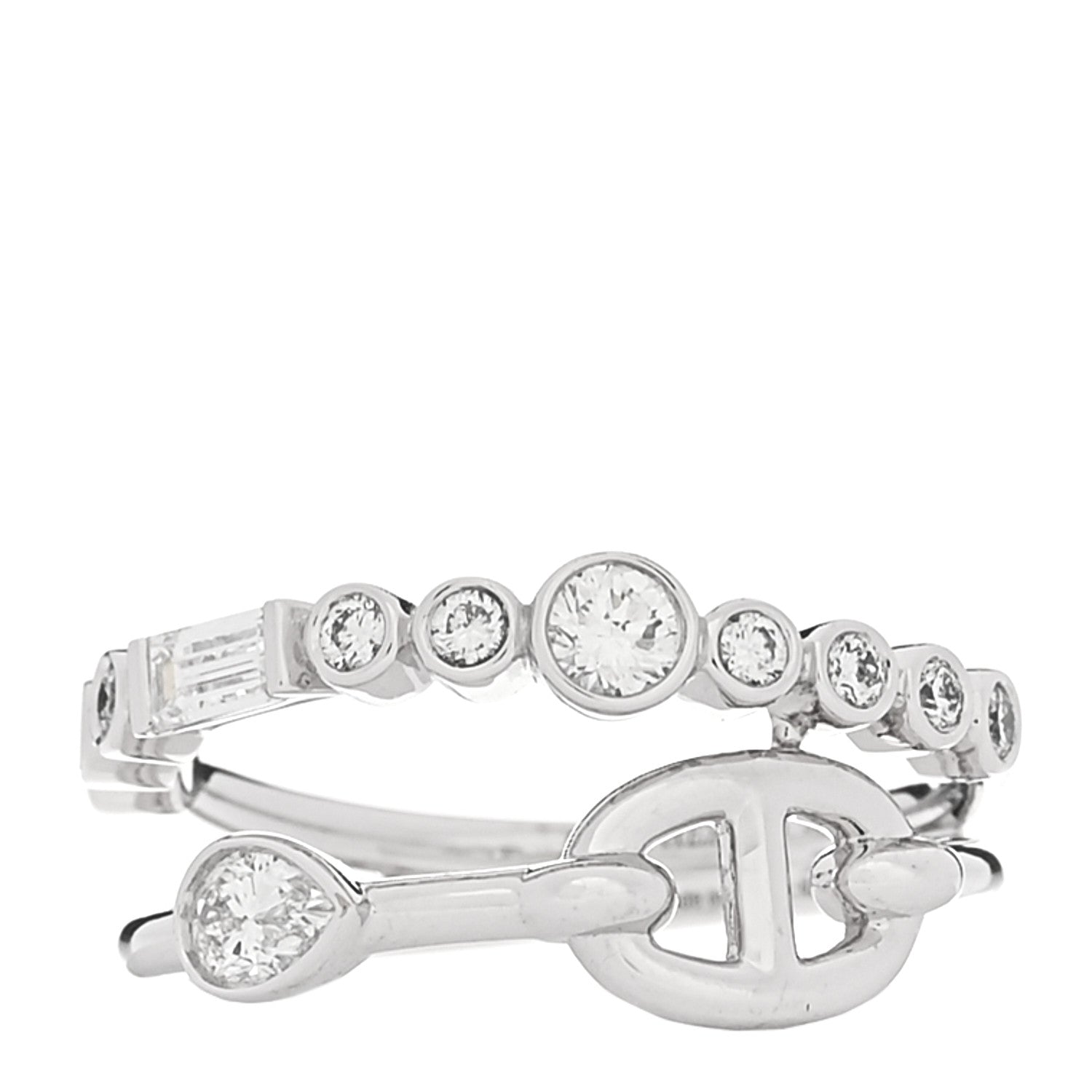 18K White Gold Diamond Chaine D'Ancre Fancy Chaos Ring 53 6.5