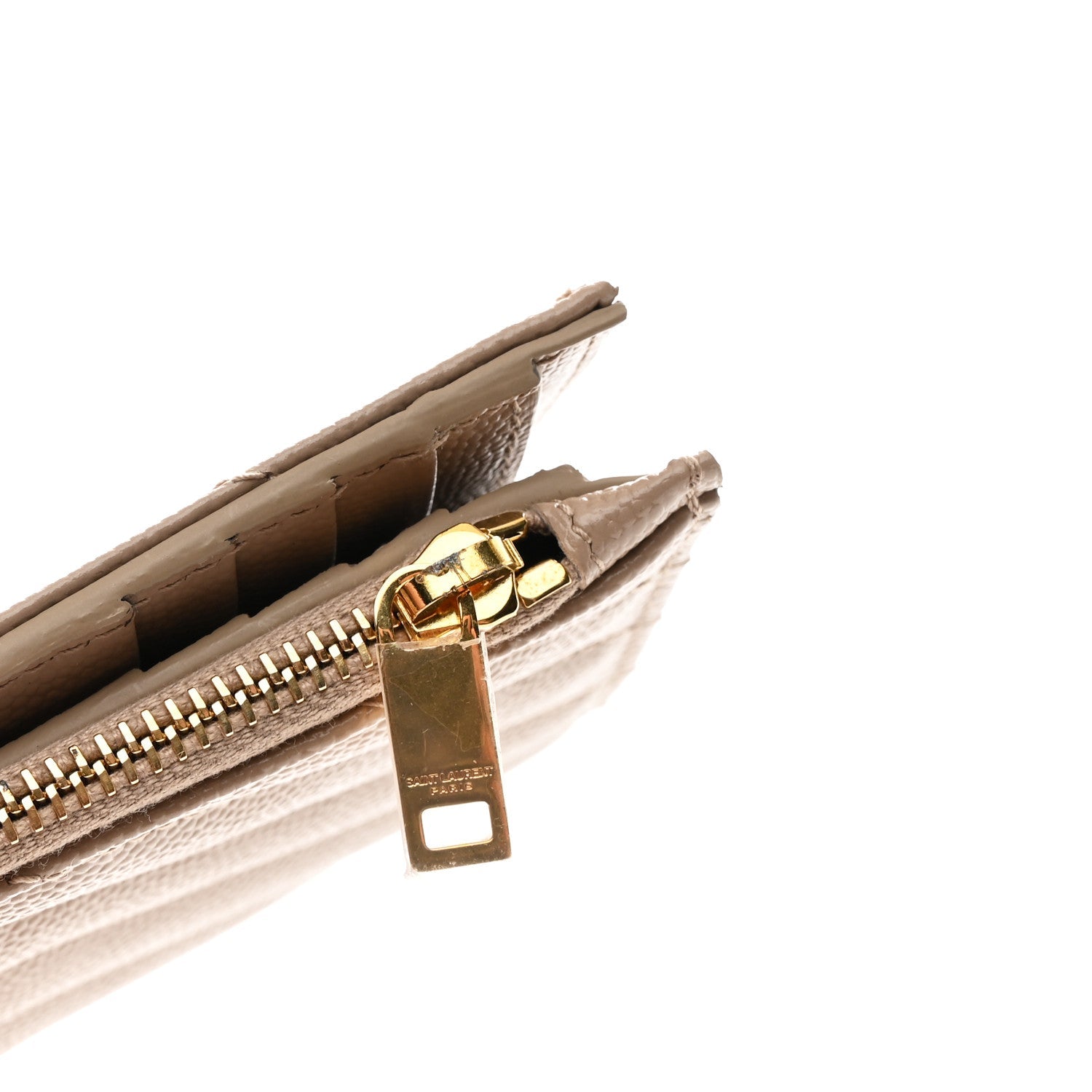 Grain De Poudre Matelasse Chevron Monogram Zipped Two-Part Wallet Dark Beige