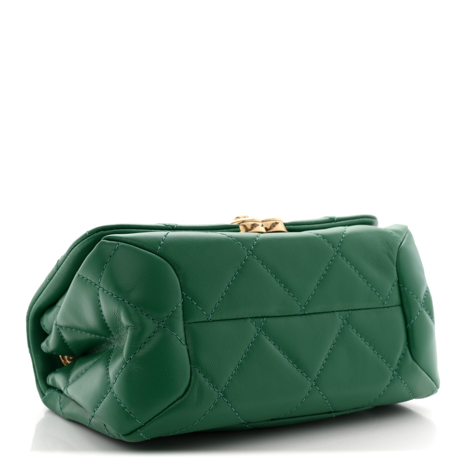 Lambskin Quilted Mini Color Match Flap Green