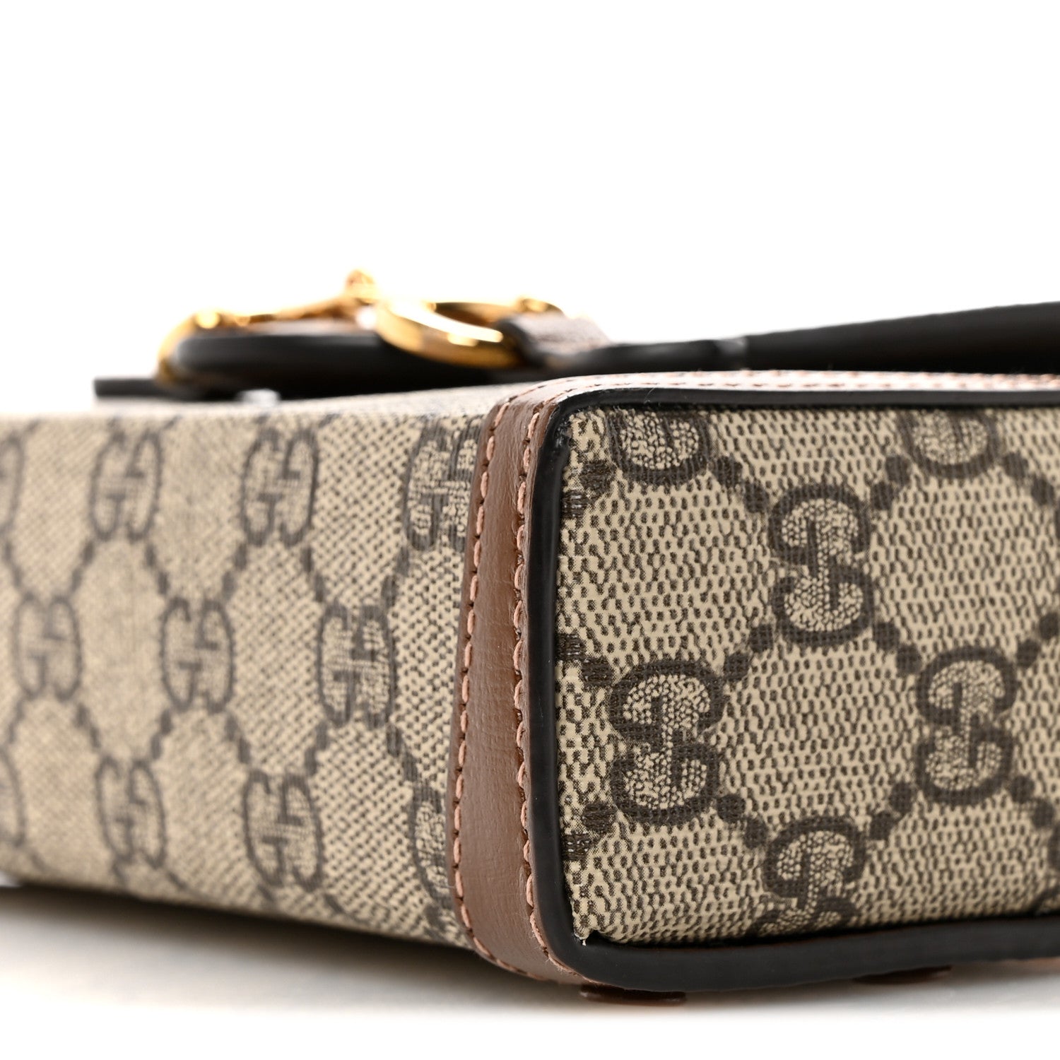 GG Supreme Monogram Mini Horsebit 1955 Shoulder Bag Beige Brown Sugar