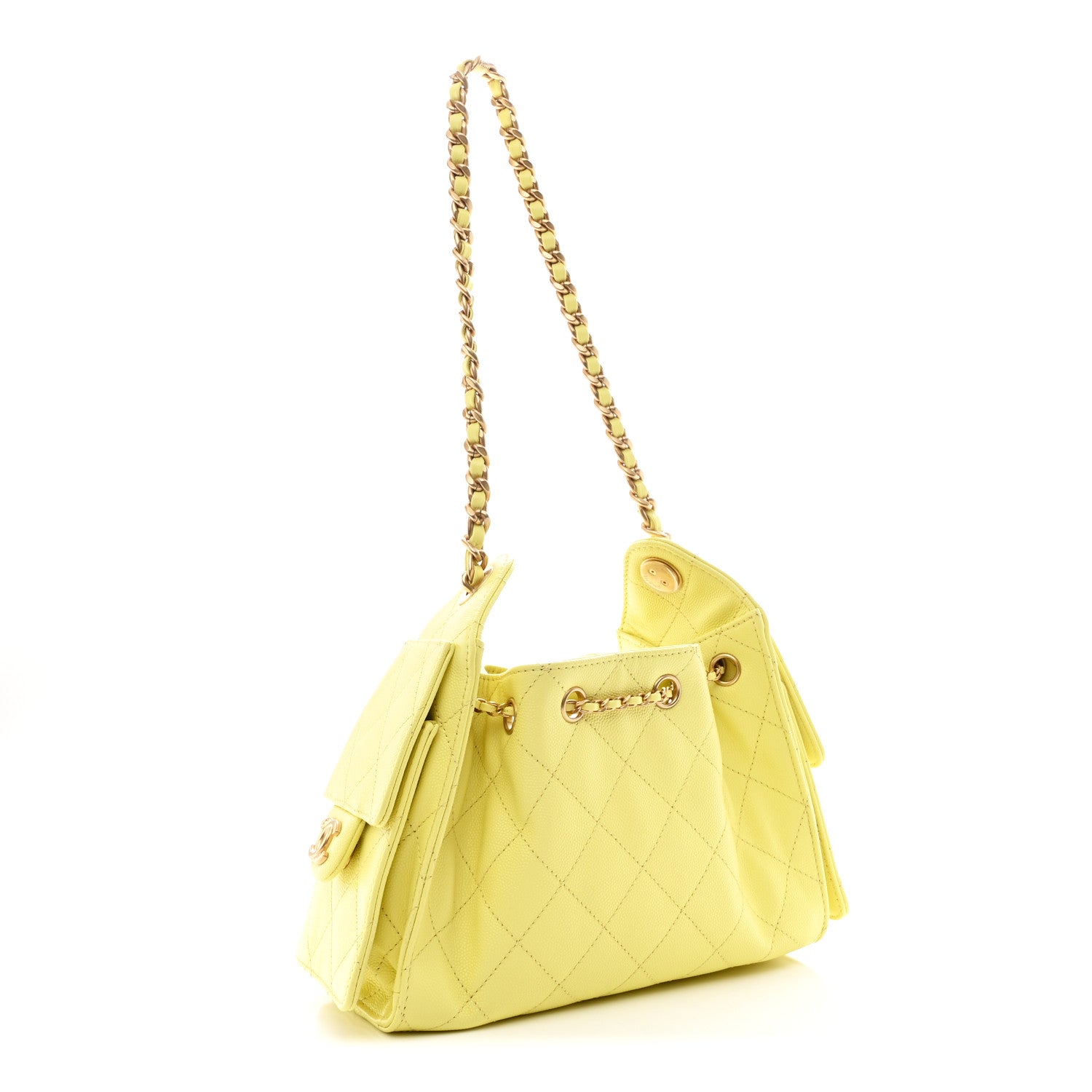 Caviar Quilted Mini Chanel 25 Handbag Light Yellow