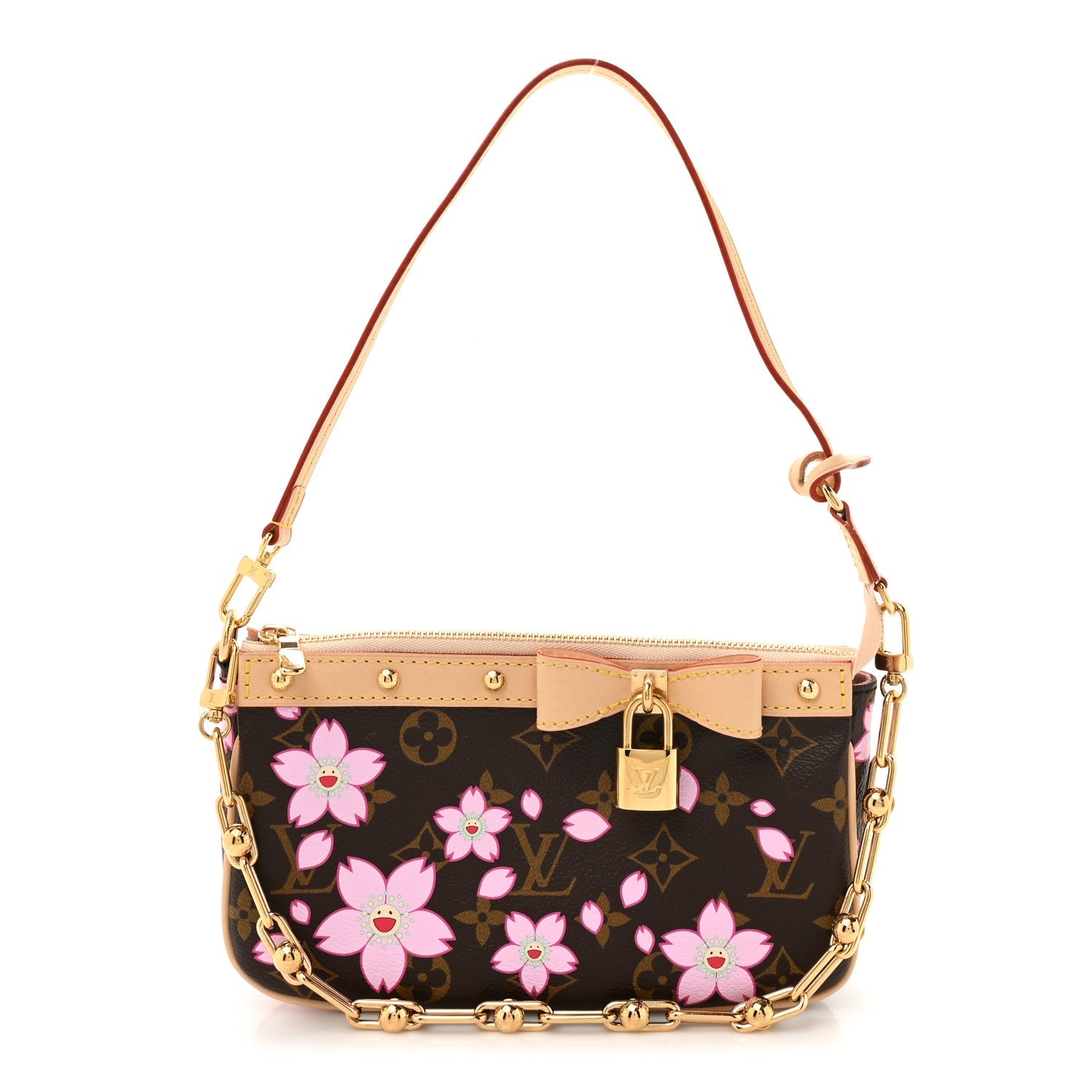 LV X TM Monogram Cherry Blossom Pochette Accessories Sakura Brown