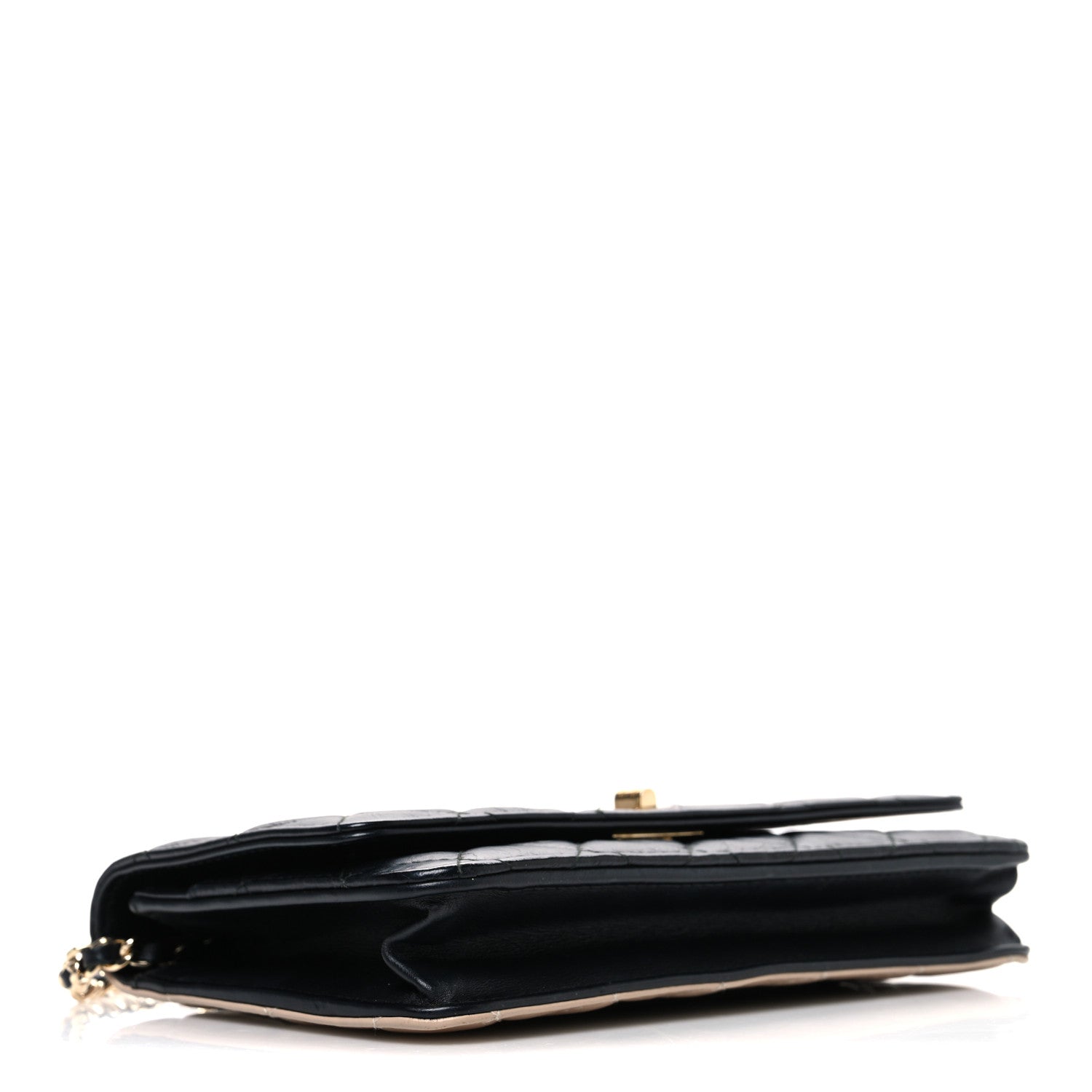 Aged Calfskin Quilted Reissue Wallet On Chain WOC Beige Black
