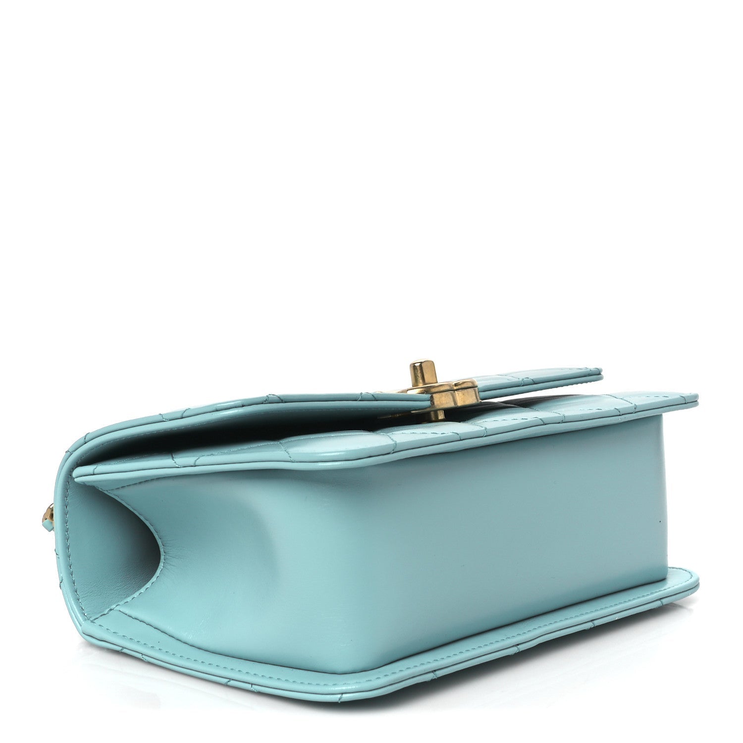 Calfskin Quilted Mini Perfect Fit Flap Turquoise