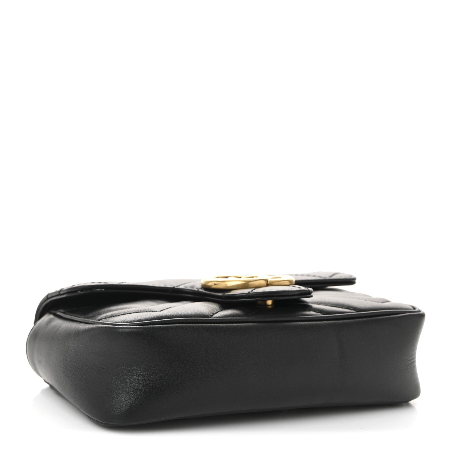 Calfskin Matelasse Super Mini GG Marmont Shoulder Bag Black