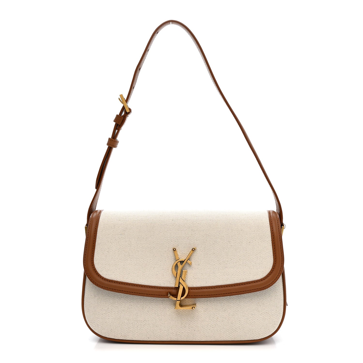 Linen Calfskin Monogram Small Solferino Satchel Greggio Brick