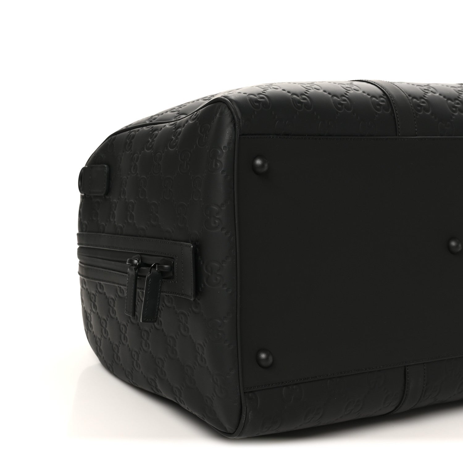 Rubber Effect GG Embossed Large Duffle Bag Black