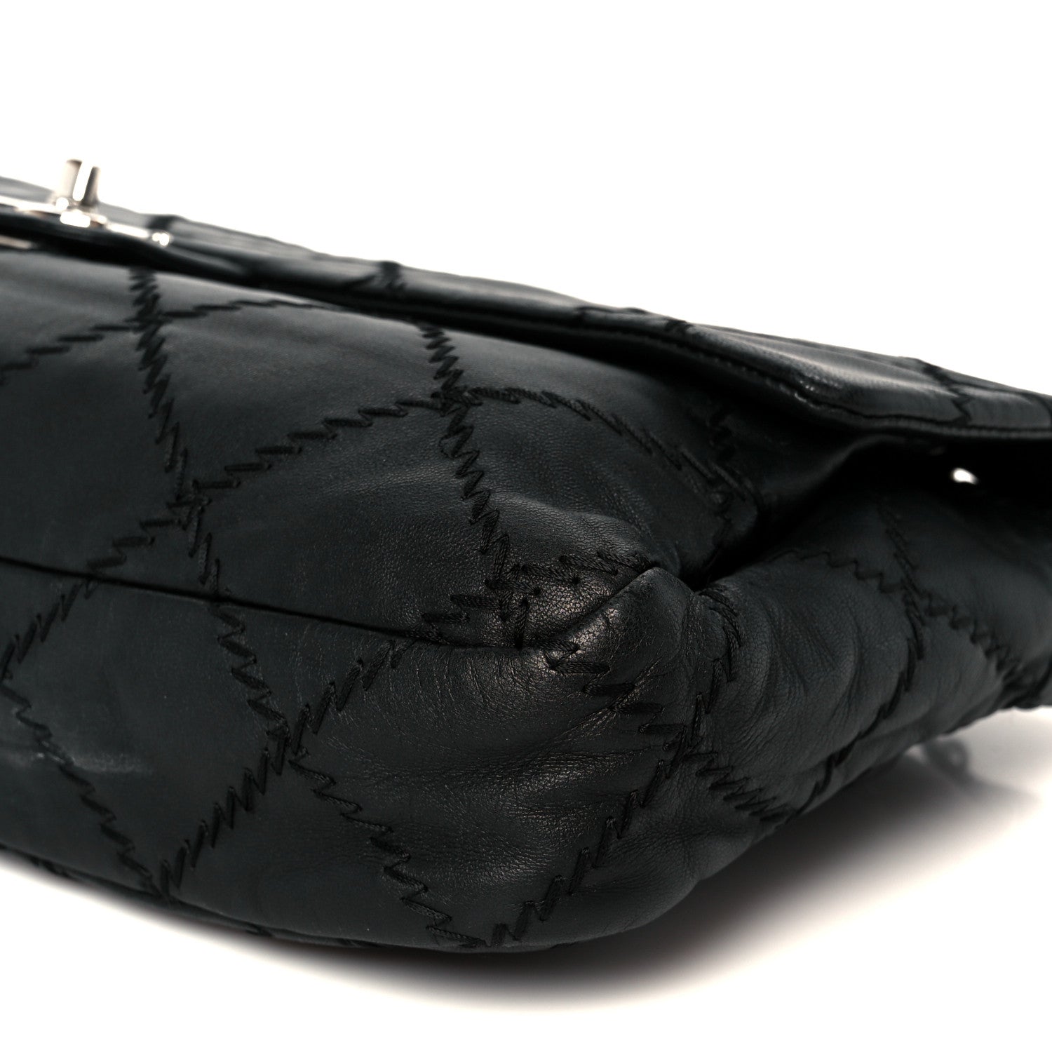 Lambskin Ultimate Stitch Maxi Flap Black