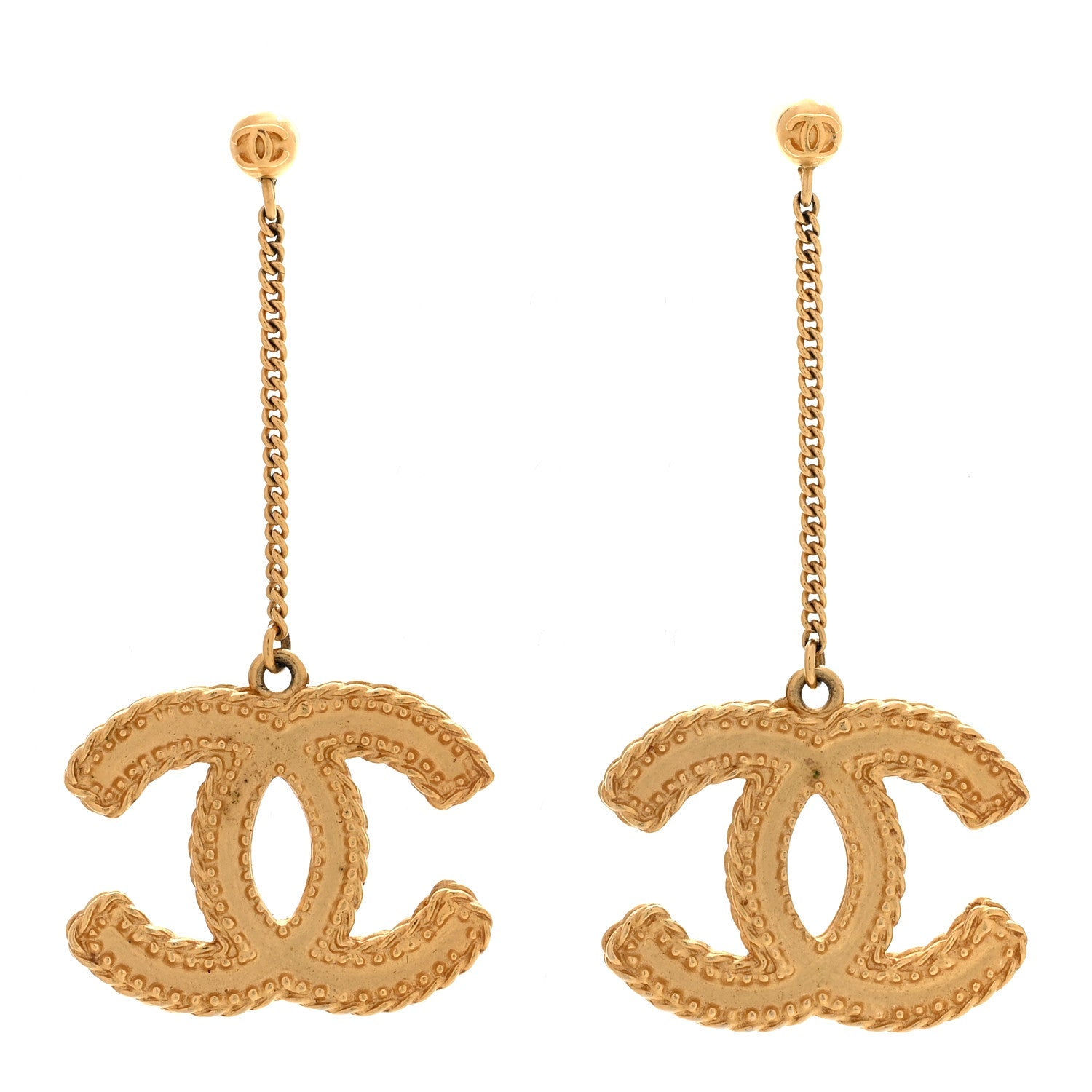 CC Drop Earrings Matte Gold