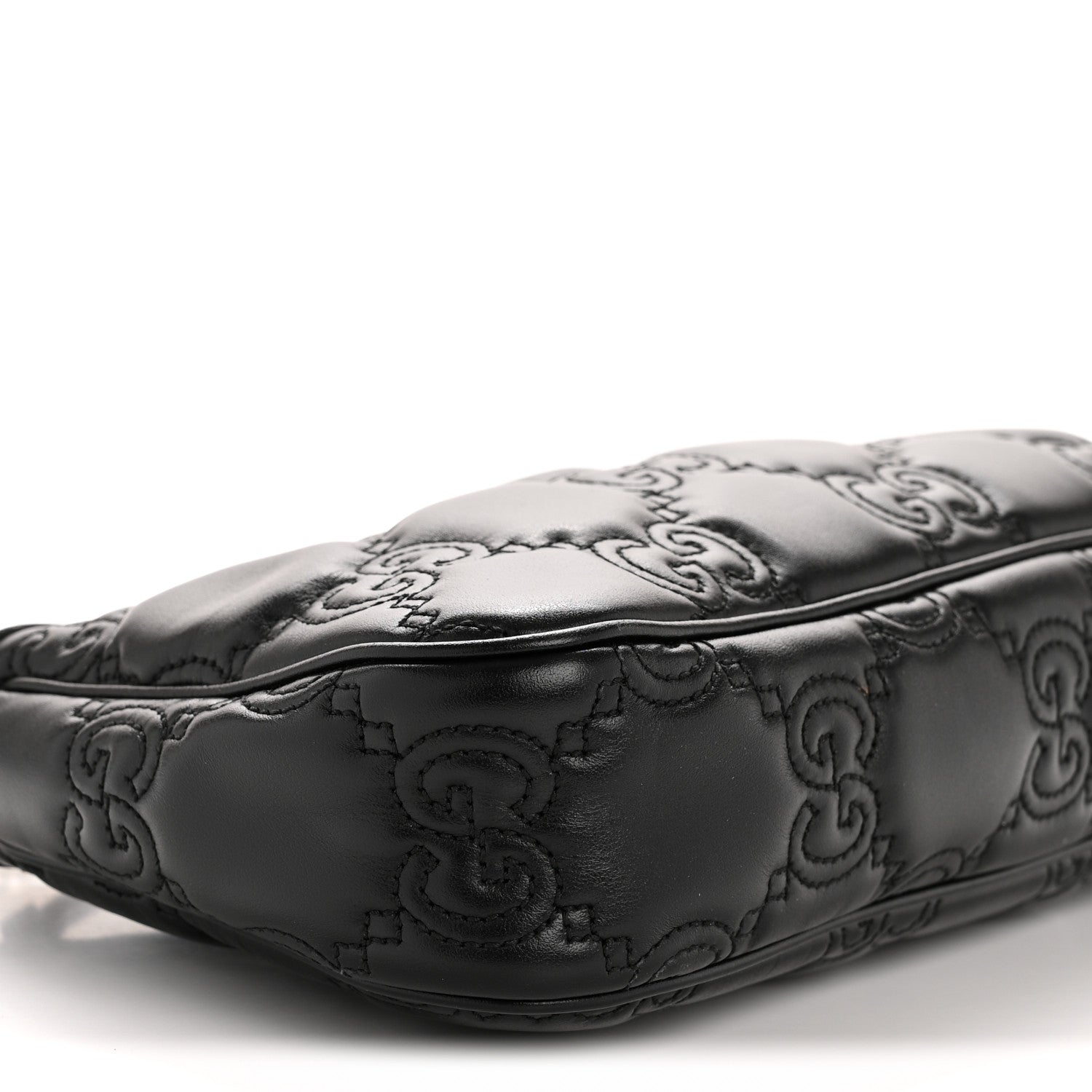Calfskin GG Matelasse Chain Handbag Black Natural