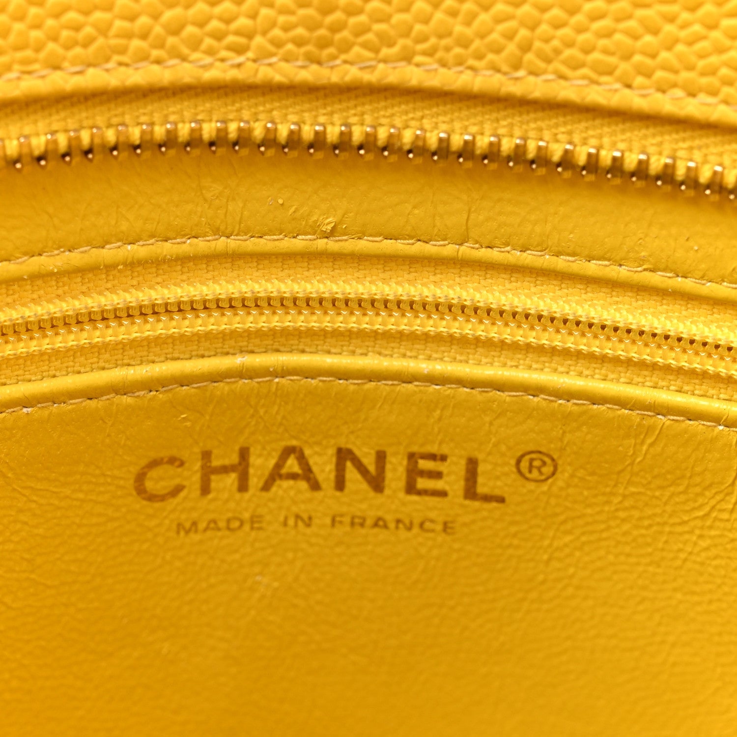 Caviar Quilted Medallion Tote Yellow