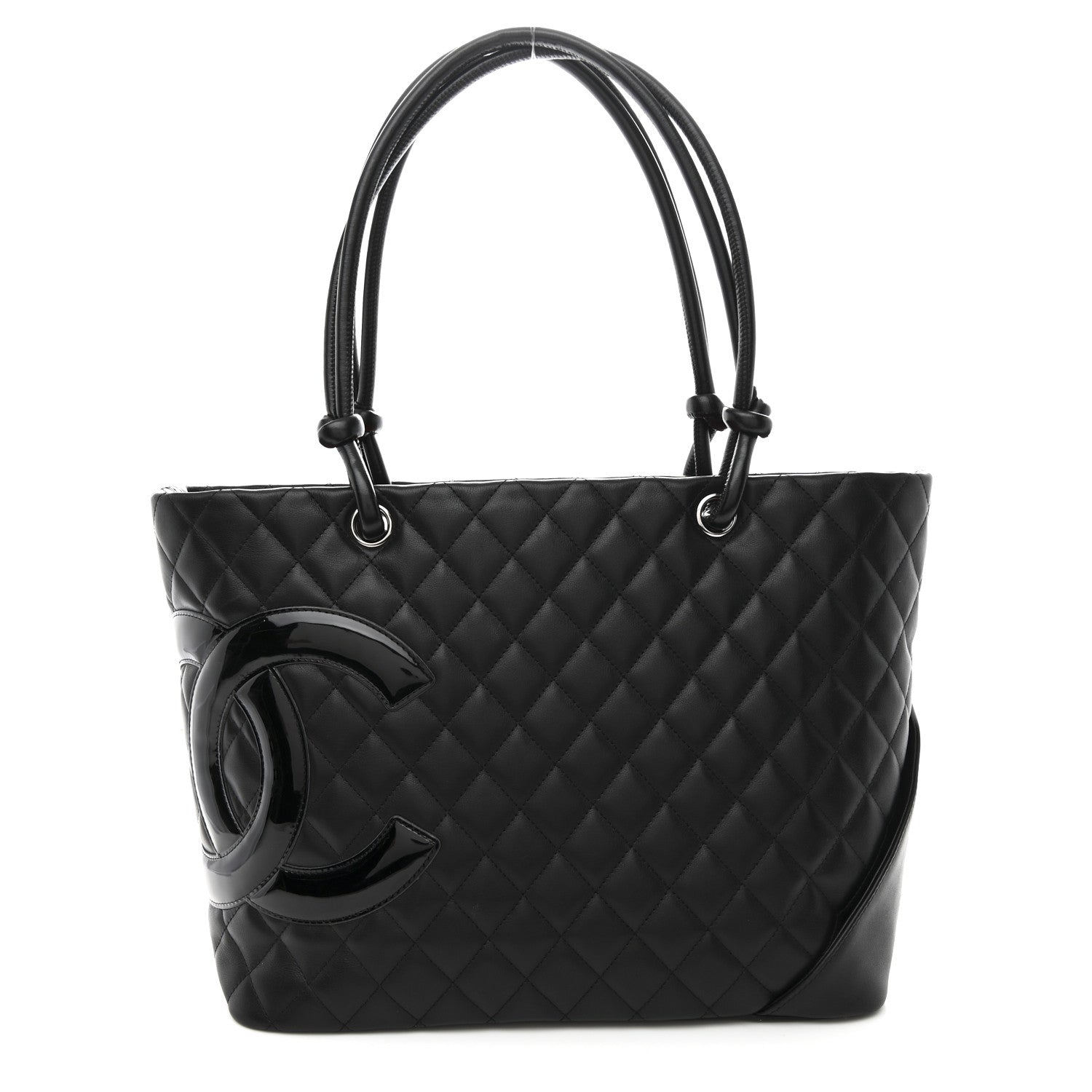 Calfskin Quilted Large Cambon Tote Black