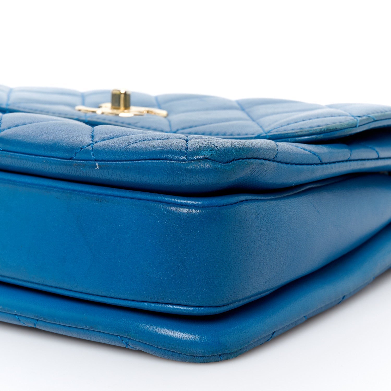 Lambskin Quilted Small Trendy CC Flap Dual Handle Bag Blue