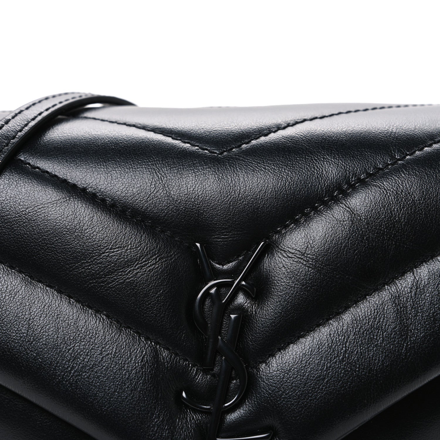 Calfskin Y Quilted Monogram Monochrome Toy Loulou Crossbody Bag Black
