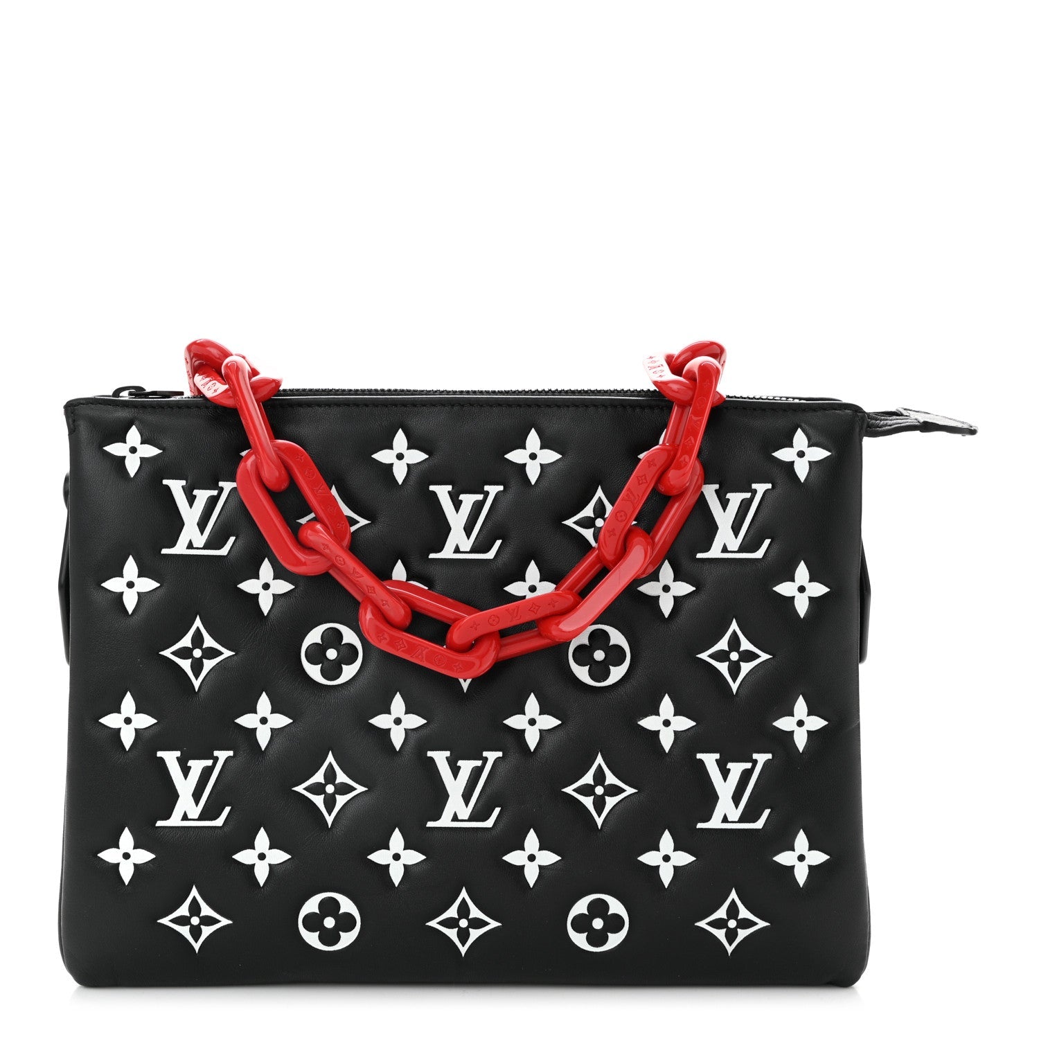 Lambskin Embossed Monogram Coussin PM Black White