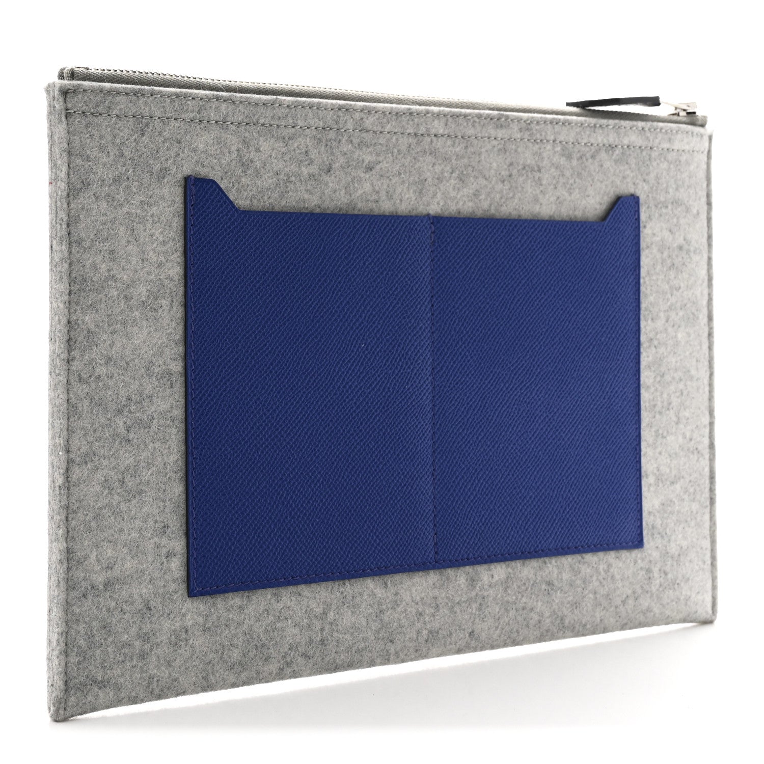 Felt Epsom Colorblock Toodoo 29 Zip Pouch Gris Clair Bleu Electrique Black
