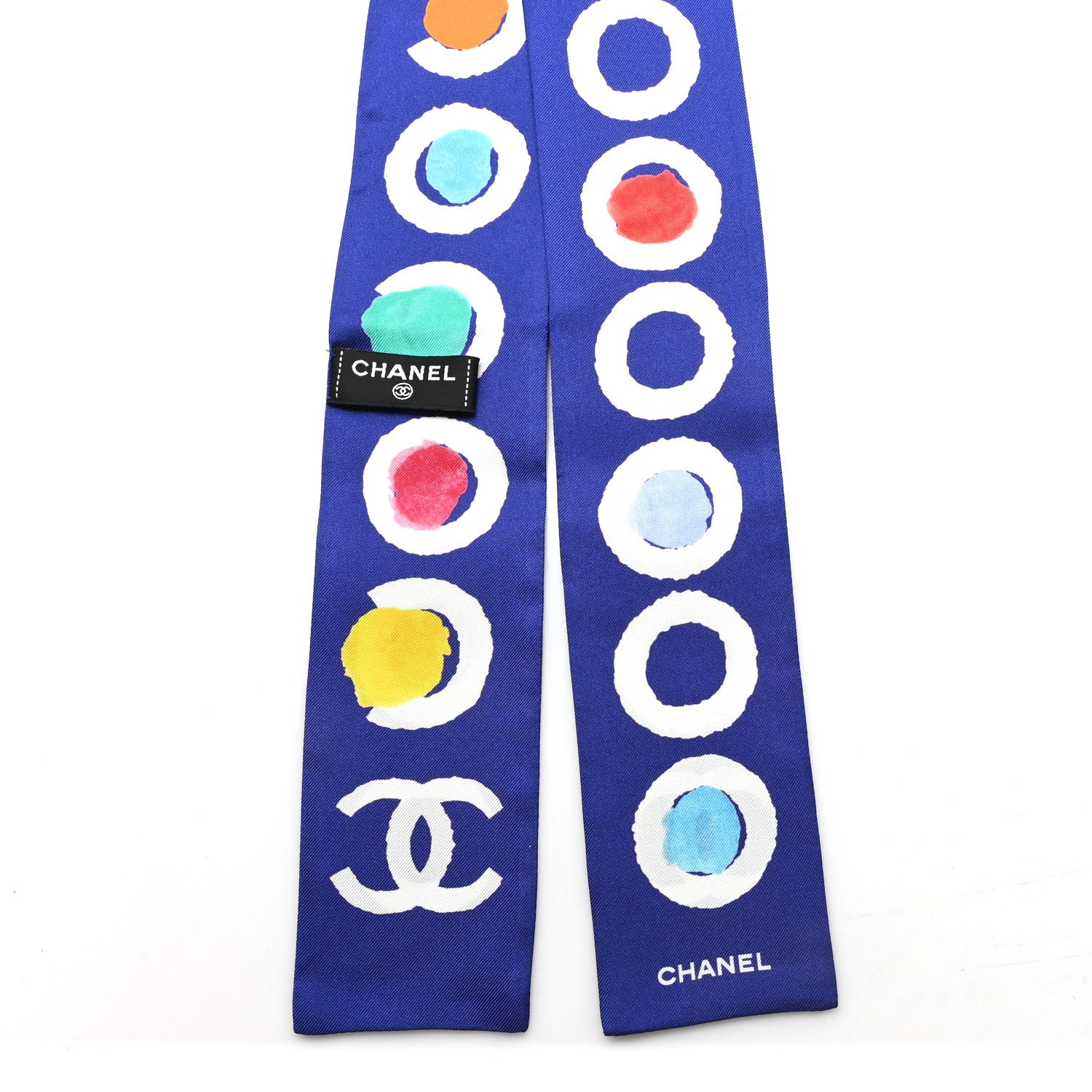 Silk Coco Slim Polka Dot Bandeau Scarf Blue