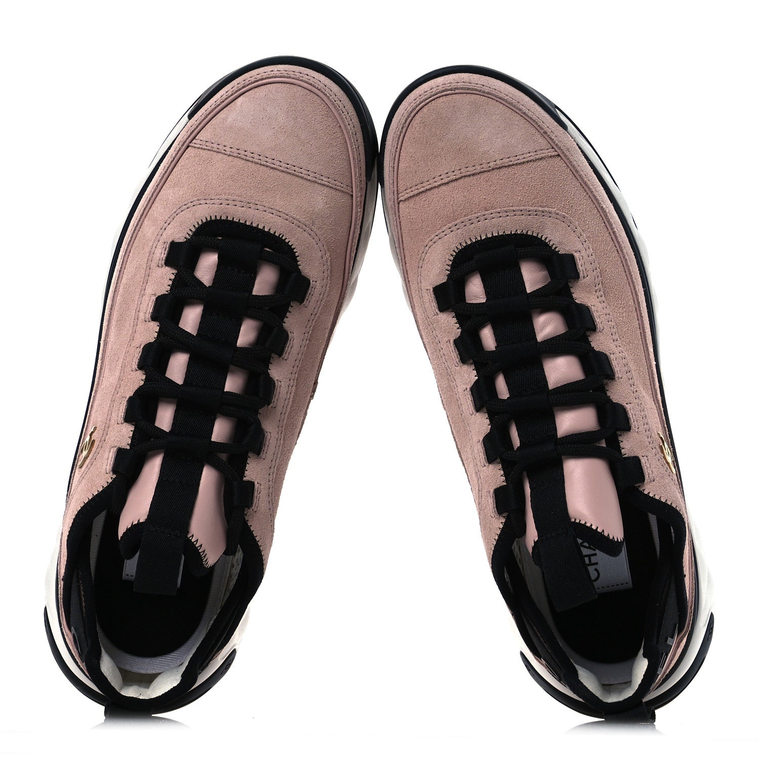 Suede Calfskin Nylon Grosgrain CC Sneakers 39.5 Light Pink