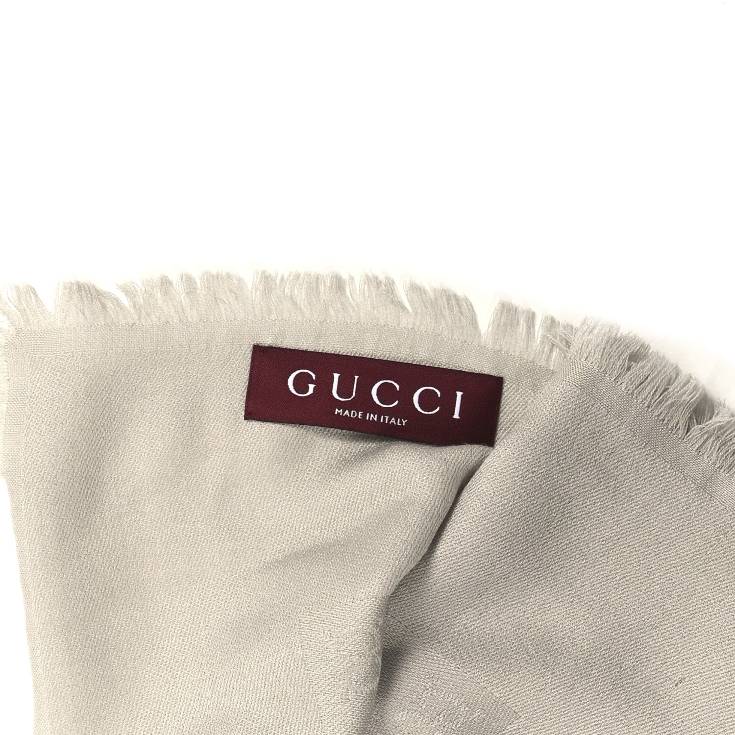 Wool Jacquard GG Monogram Fringe Scarf Lead