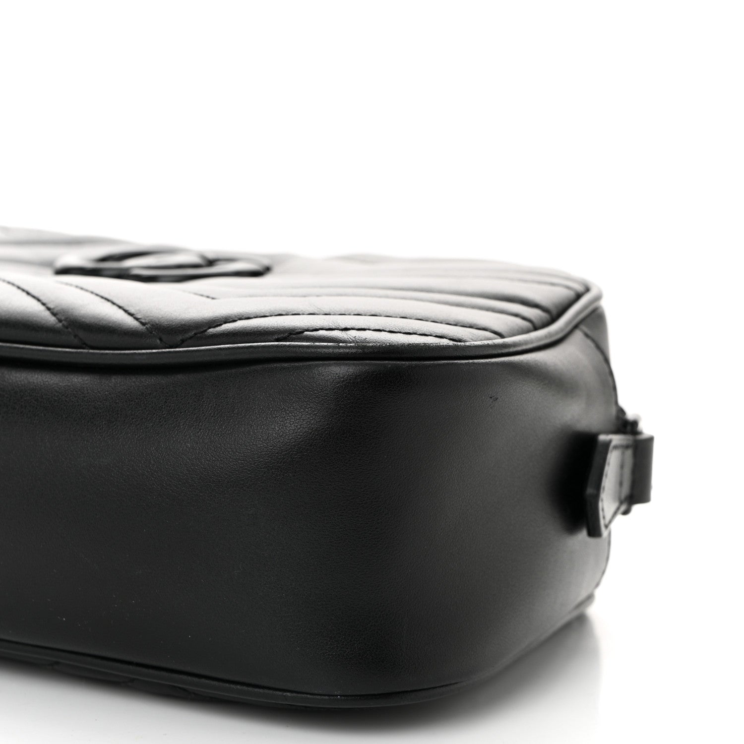Calfskin Matelasse Monochrome Small GG Marmont Chain Shoulder Bag Black