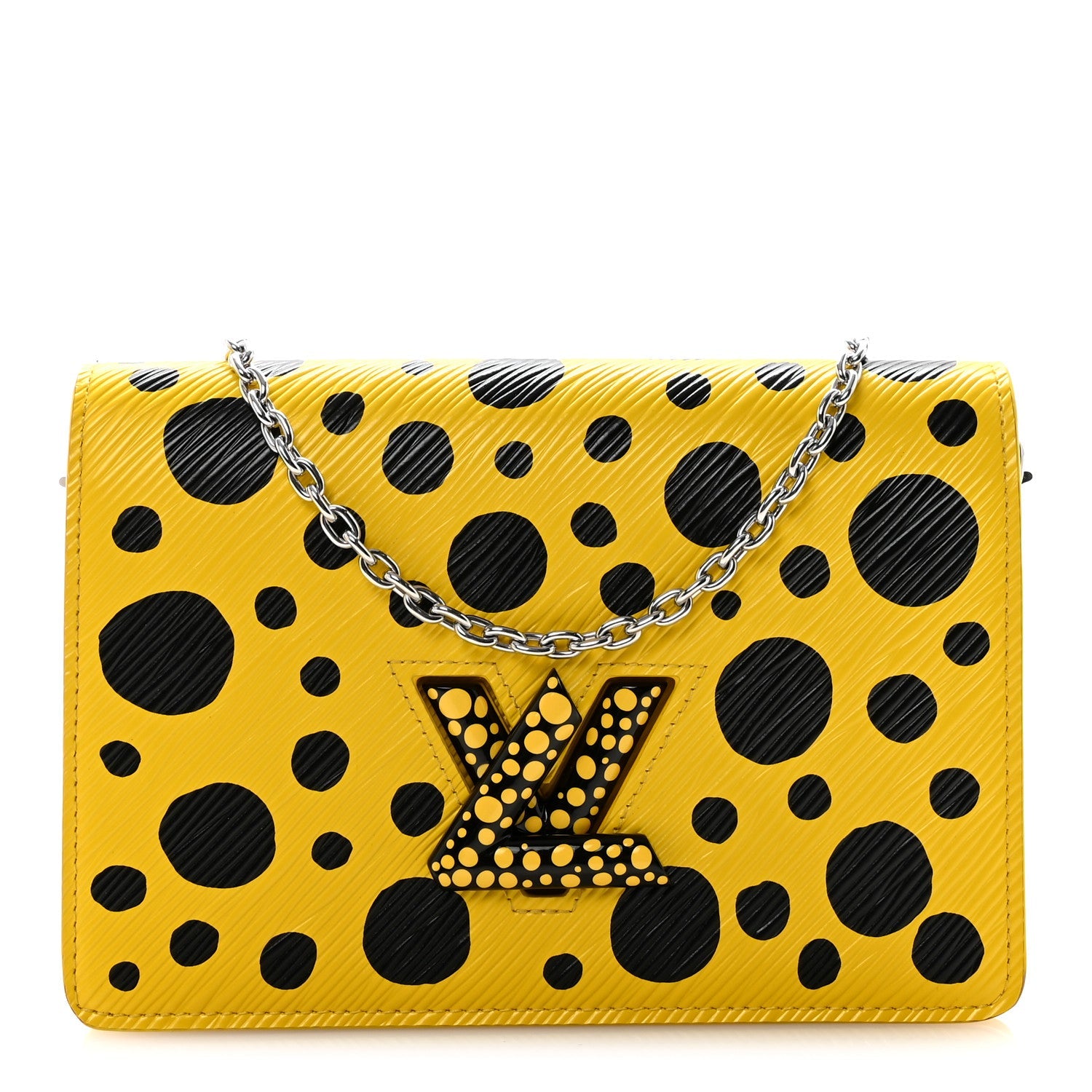 LV x YK Epi Infinity Dots Twist Belt Chain Wallet Yellow Black