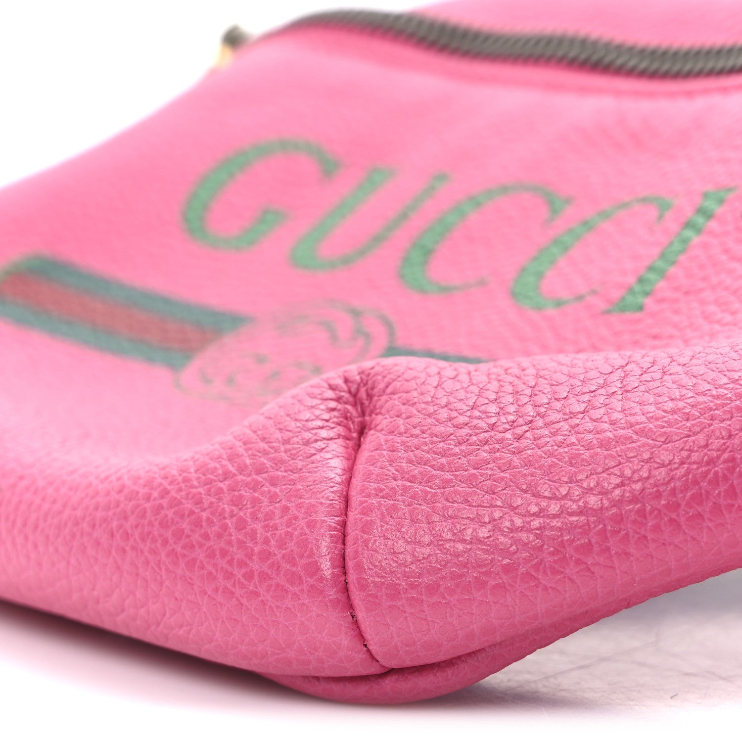 Grained Calfskin Small Logo Belt Bag Box Pink Green
