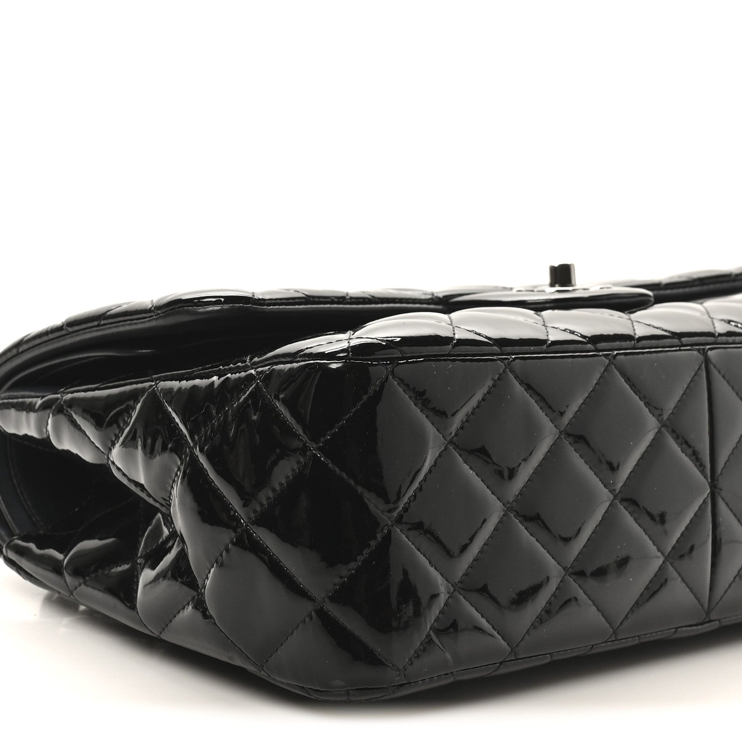 Patent Quilted Jumbo Double Flap Black