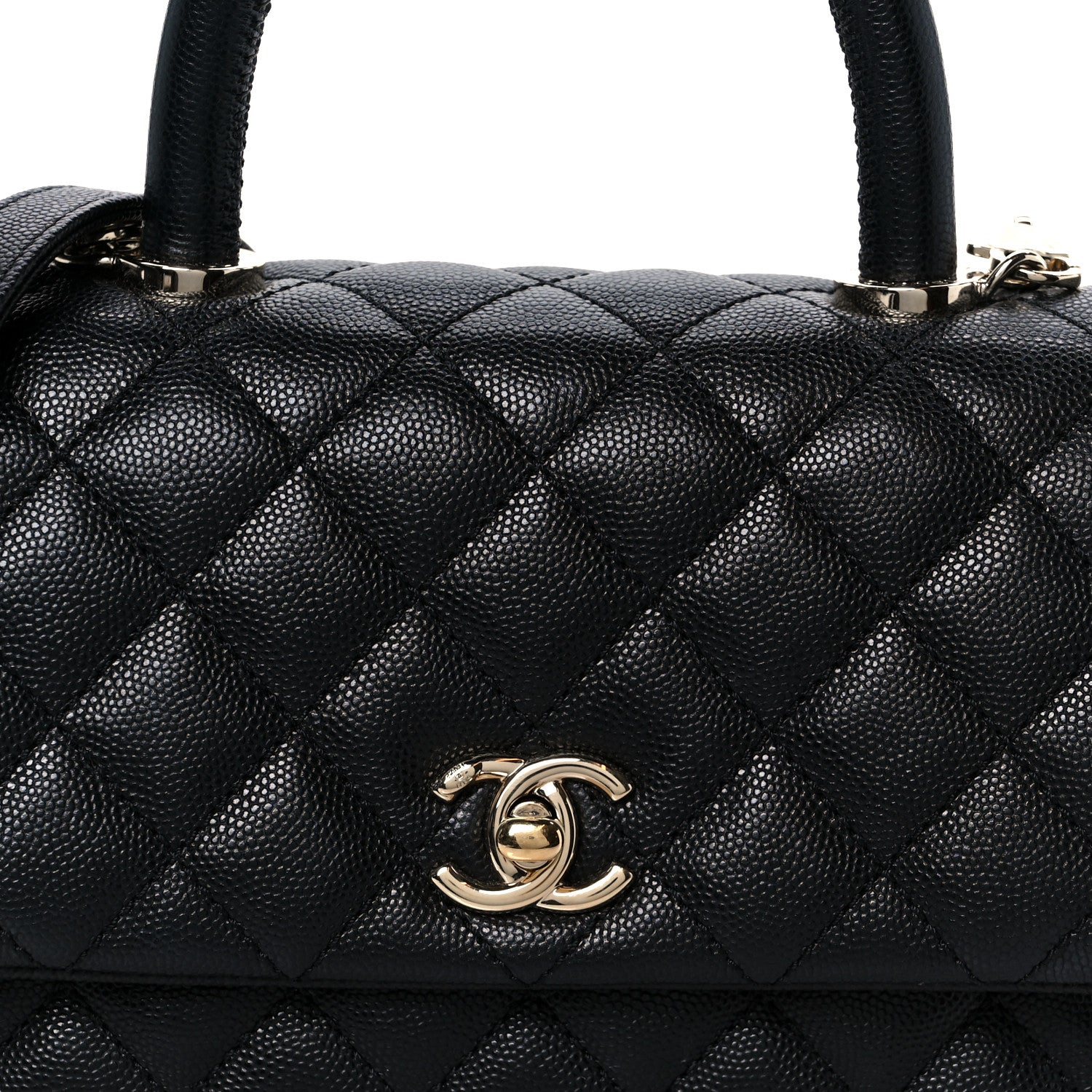 Caviar Quilted Mini Coco Handle Flap Black