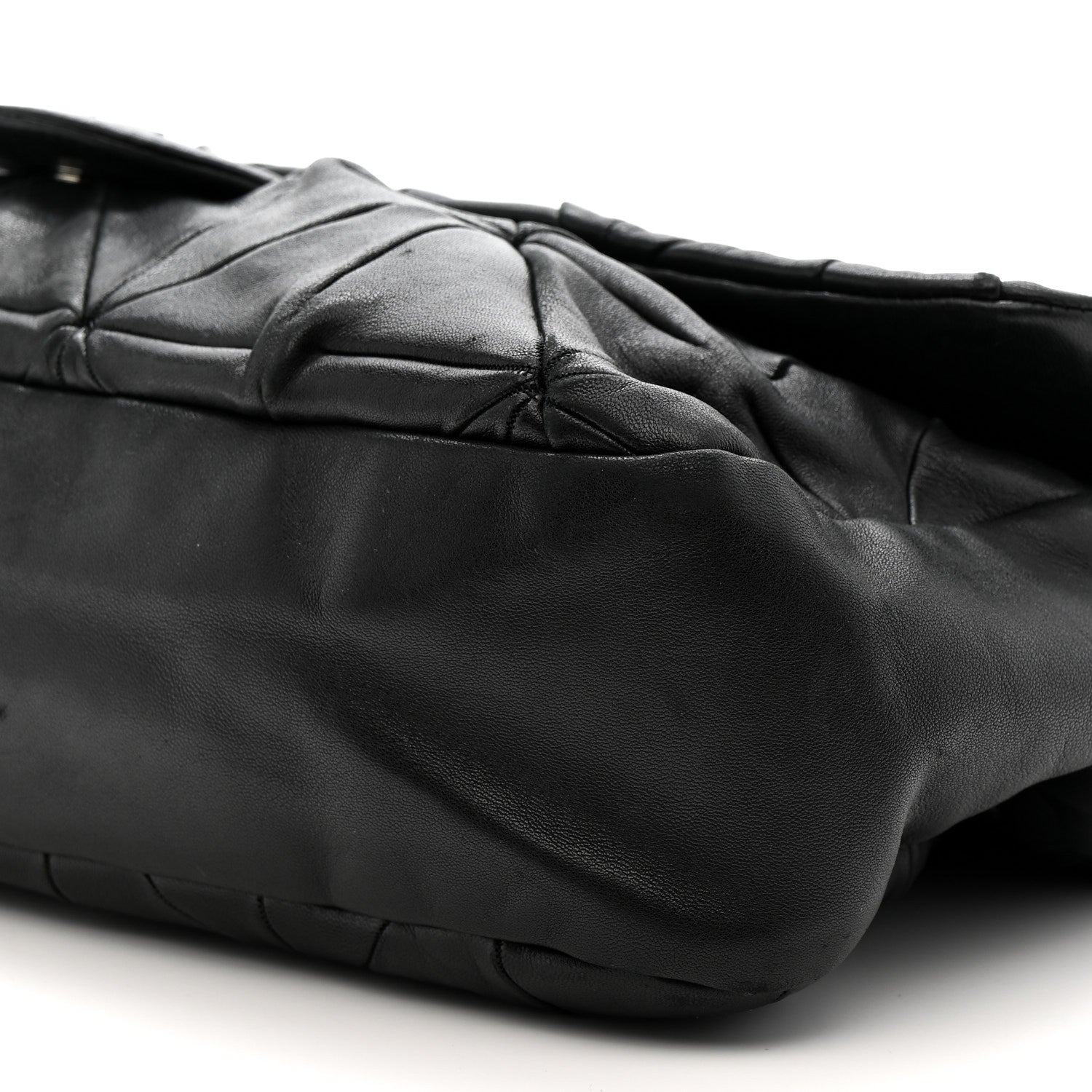 Lambskin Quilted Soft Squares Origami Flap Black
