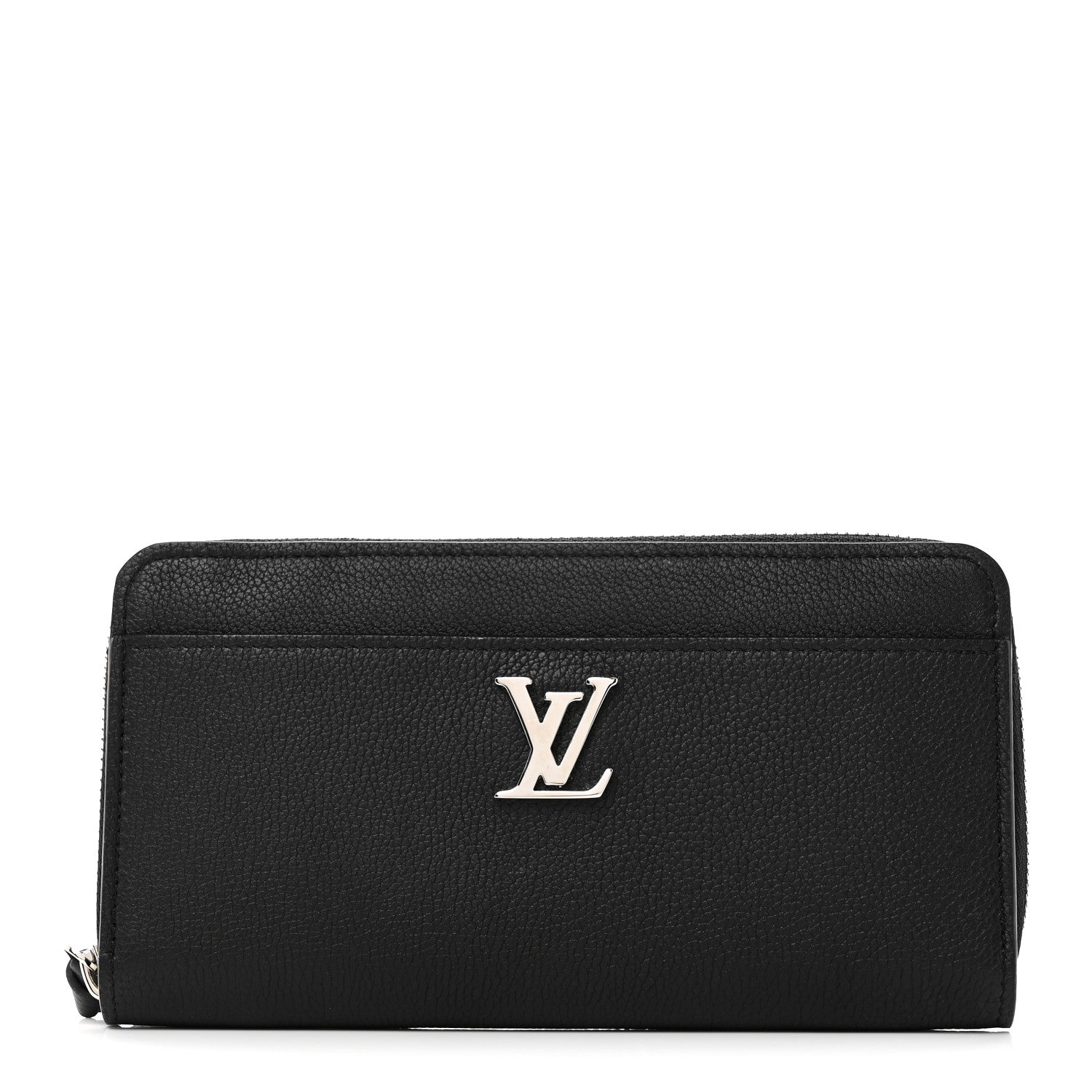 Calfskin Zippy Lockme Wallet Black