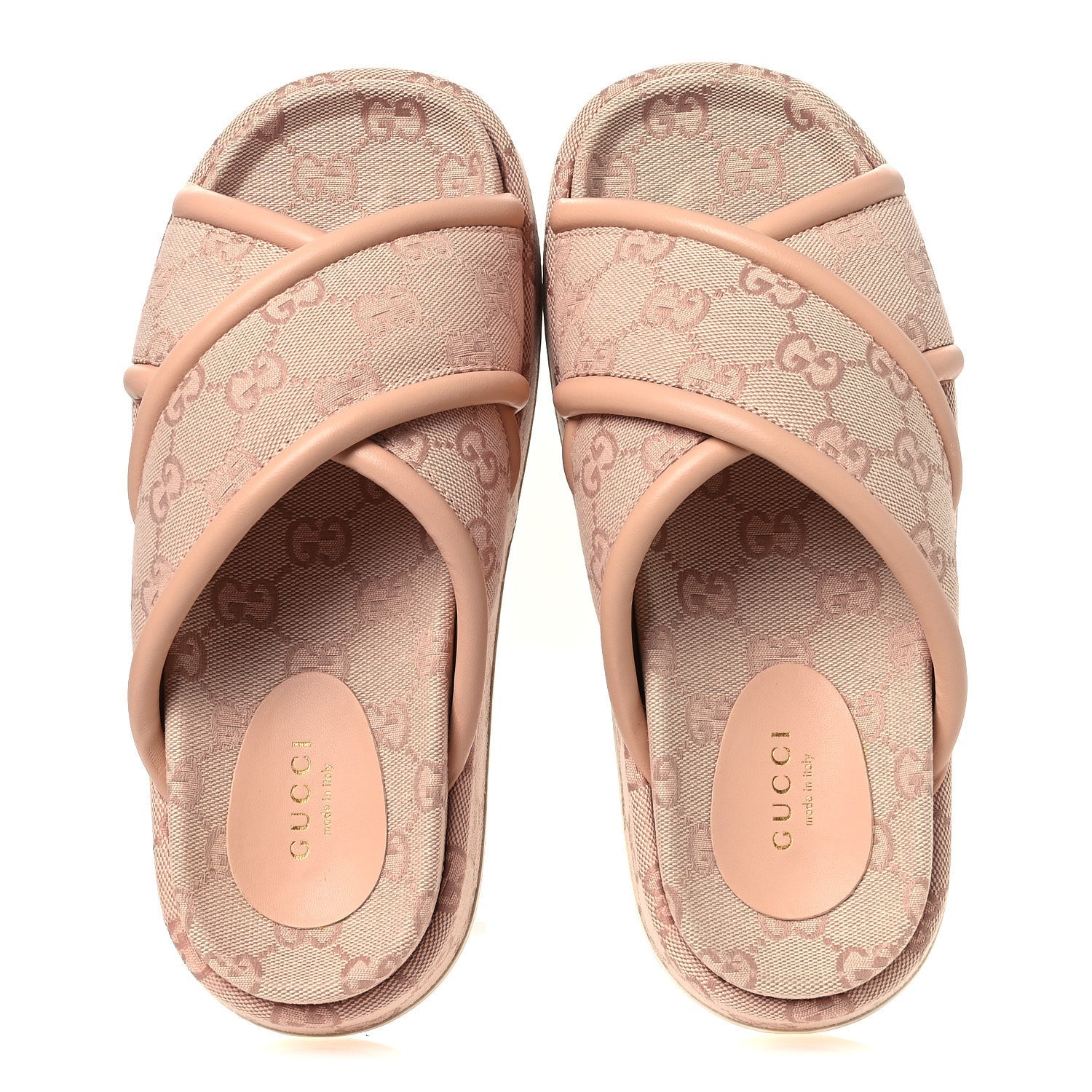 Monogram GG Calfskin Angelina Platform 55mm Slide Sandals 36.5 Light Pink