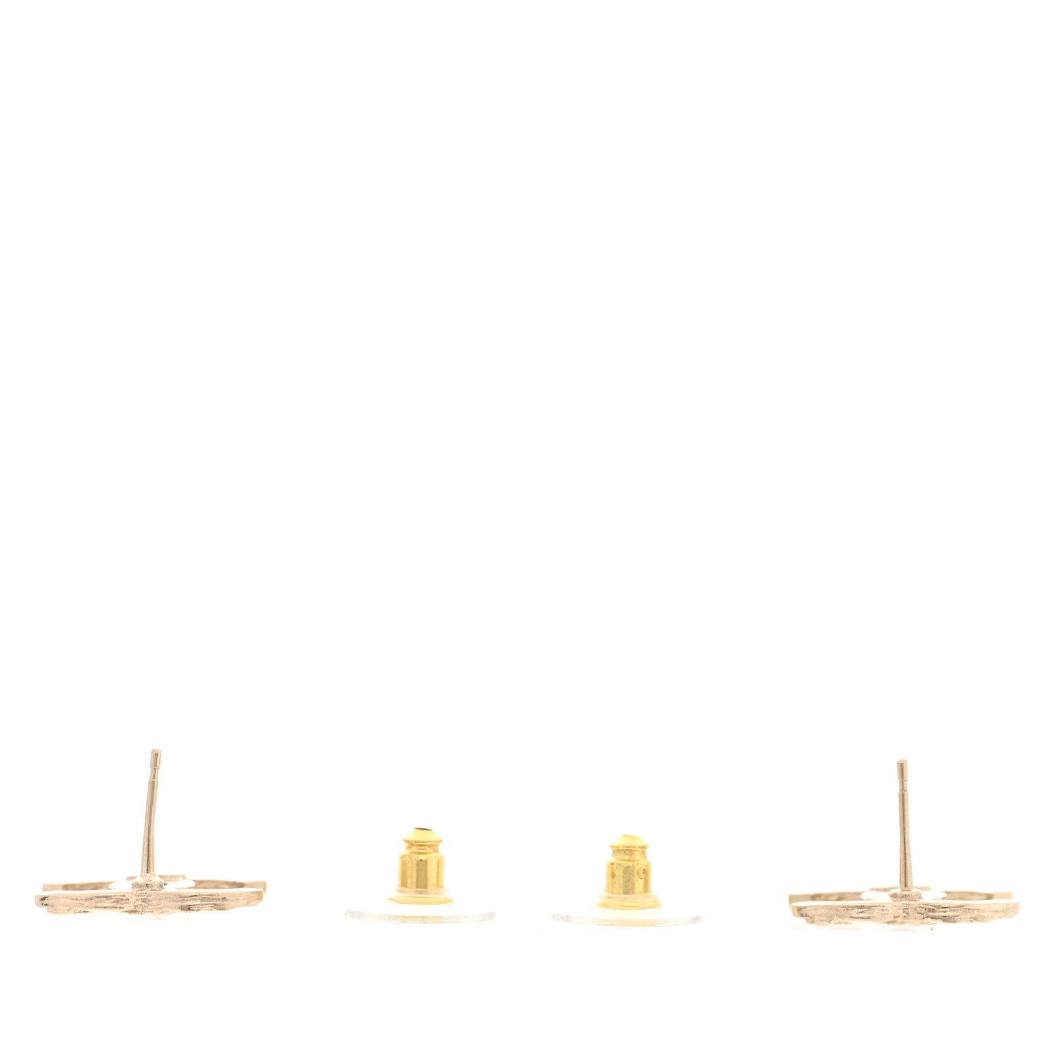 Metal Textured CC Earrings  Gold
