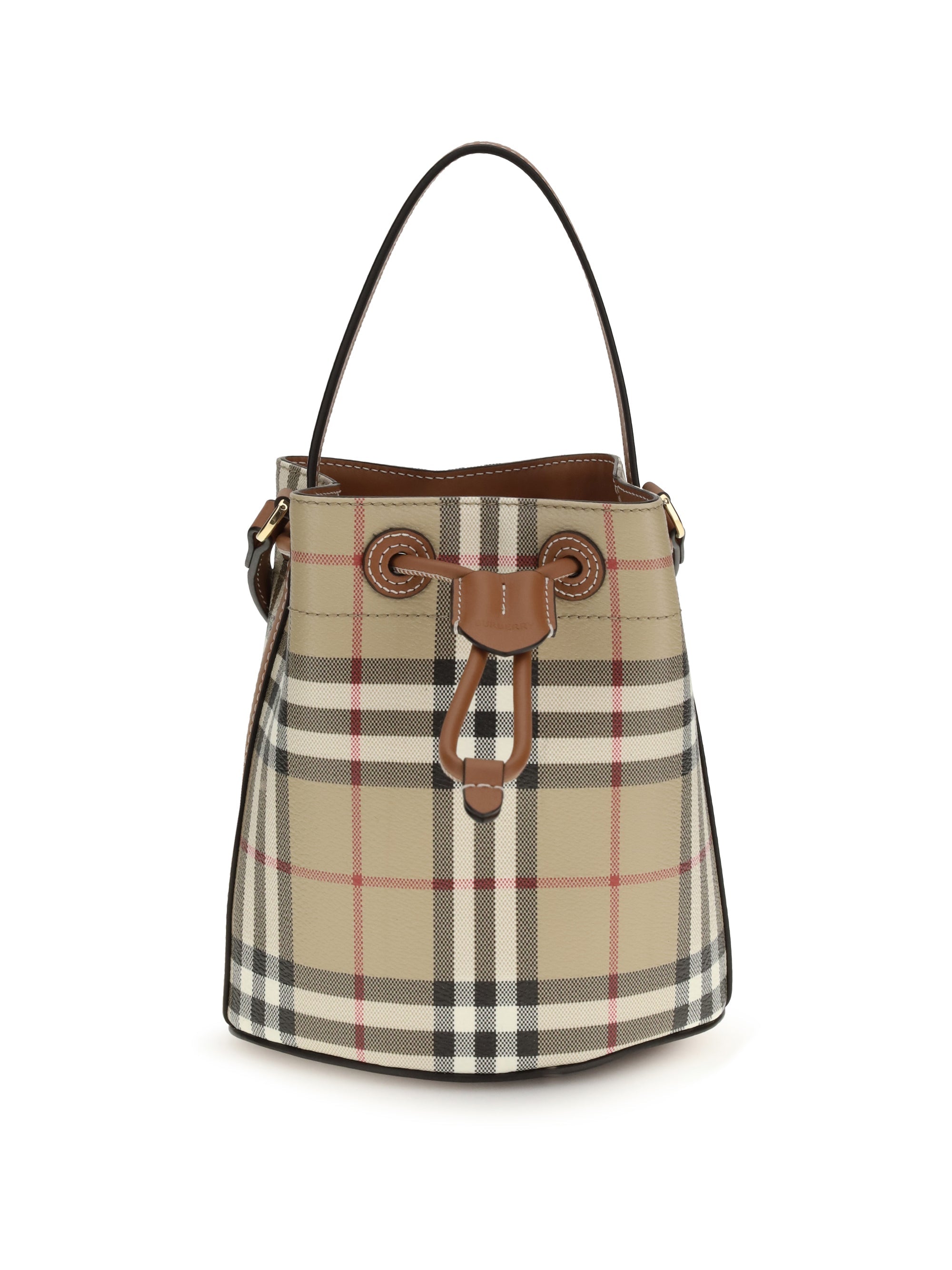 check mini bucket bag