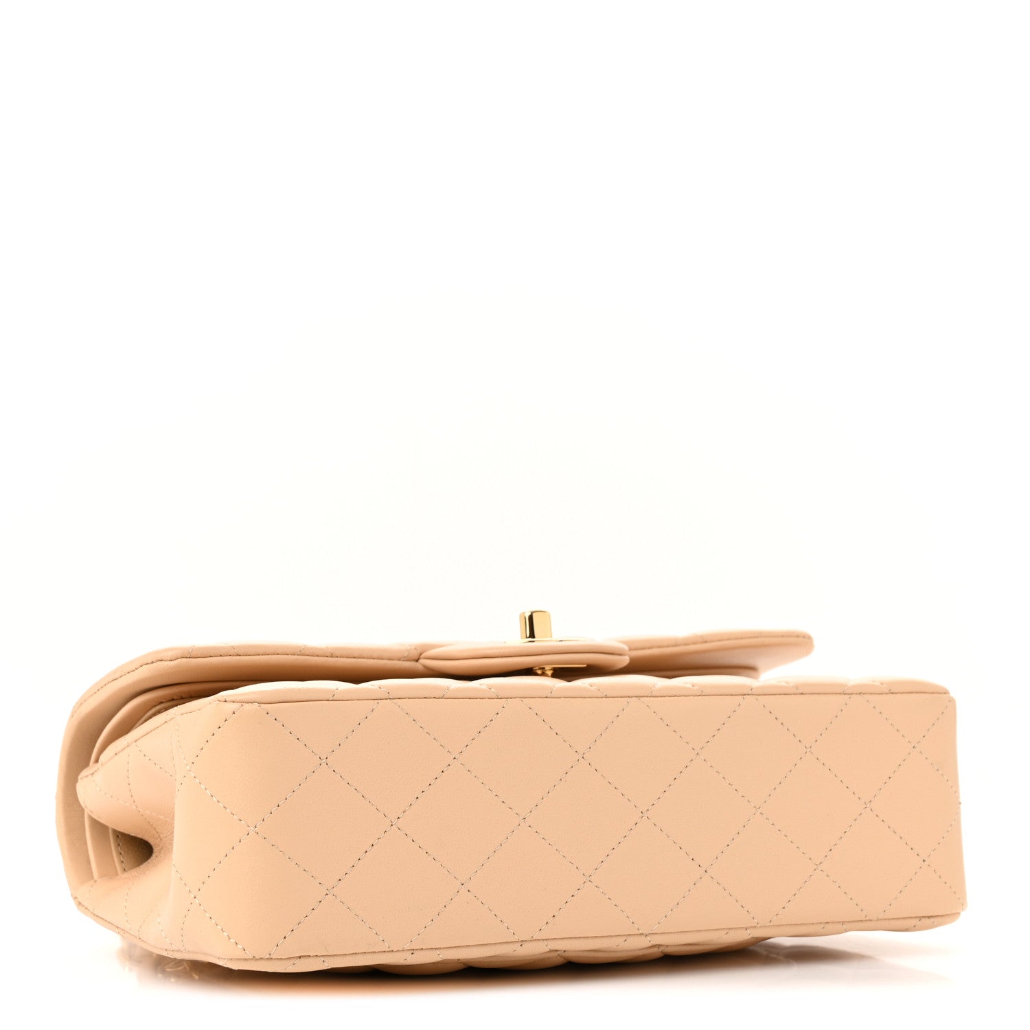 Lambskin Quilted Small Double Flap Beige