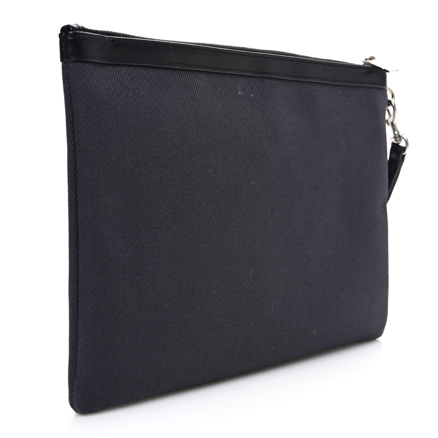 Linen Canvas Rive Gauche Zipped Pouch Deep Grey Black
